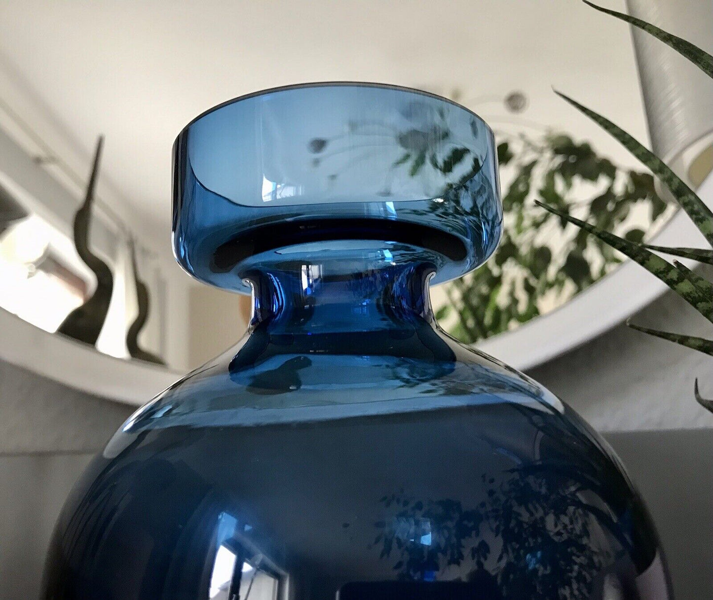 Vintage 60er Design Glasvase Glas  Blau Vase  Mid Century Schön als Zwiebelglas