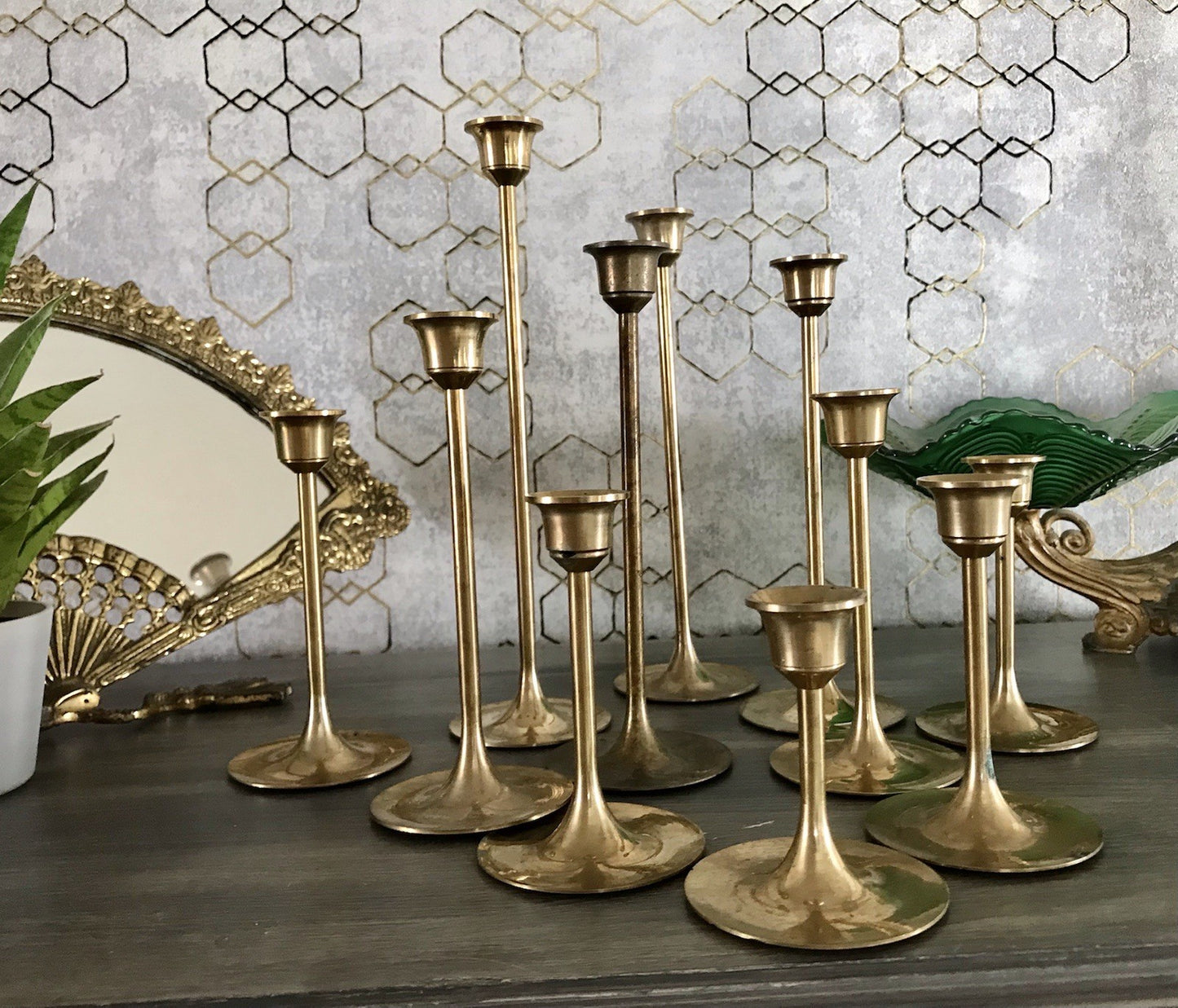 Vintage Alt 11 Kerzenständer Kerzenhalter Messing Leuchter Tulpen 6 Größen