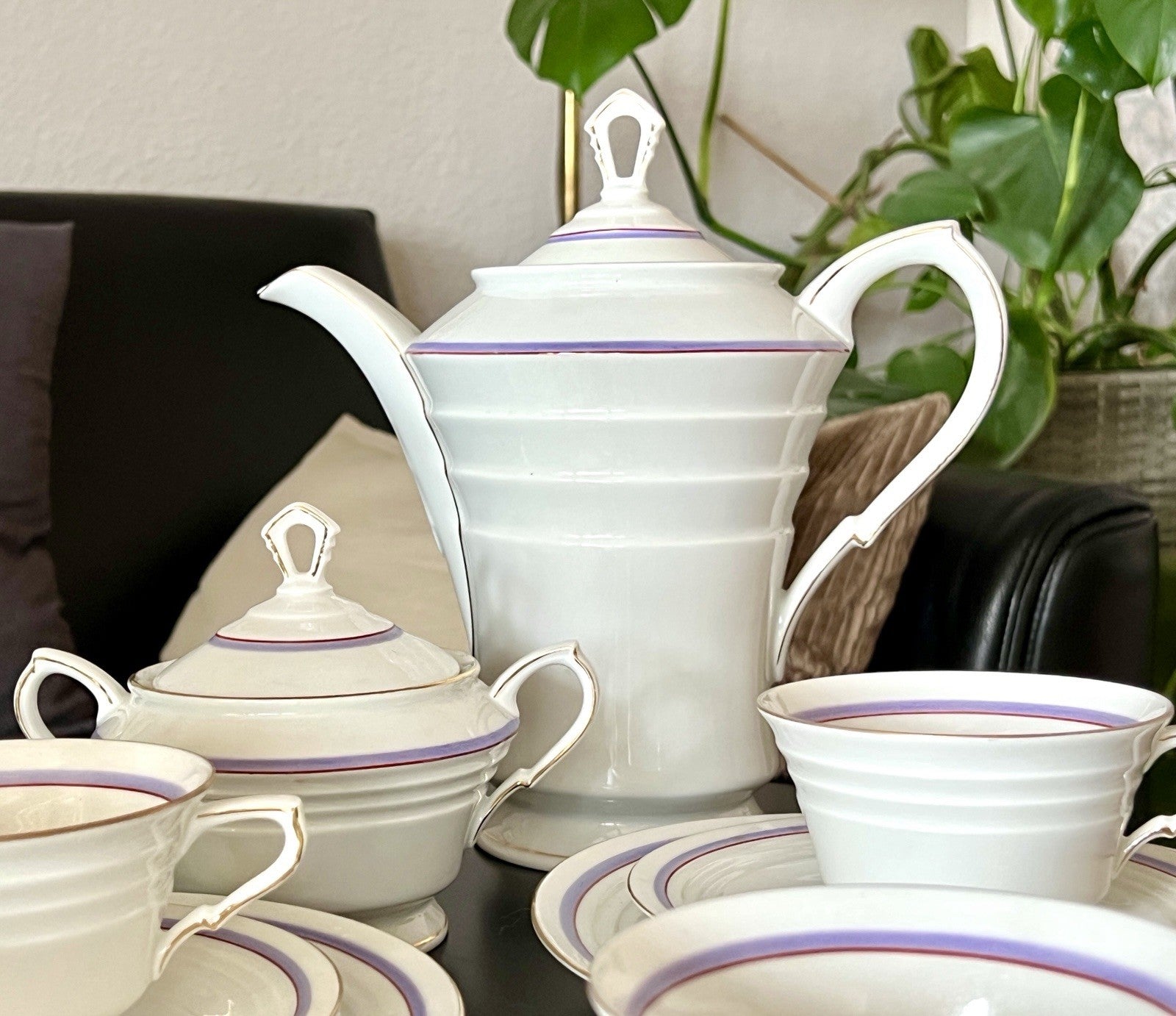 Antik Art Déco Porzellan Kaffeeservice Service 5 Personen Eschenbach