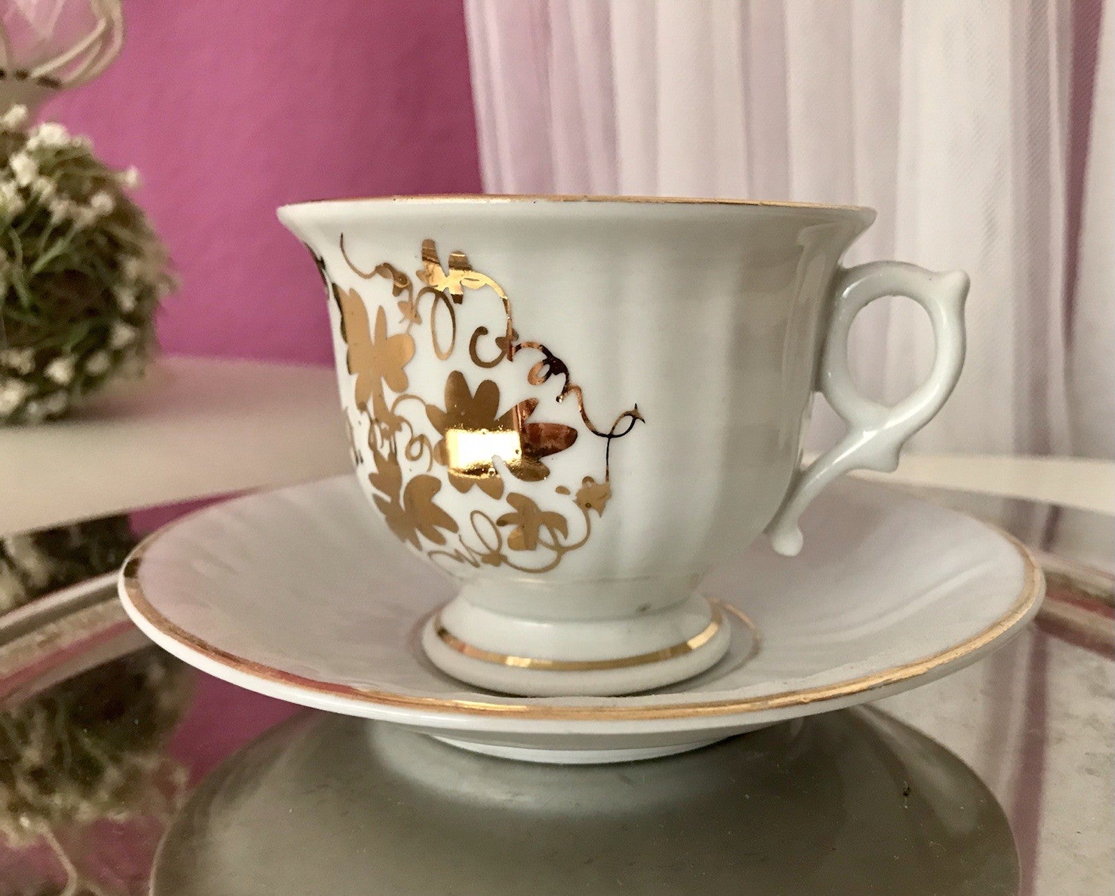 Antik Porzellan Andenken Becher Gedeck Sammeltasse Tasse „Zur Erinnerung“