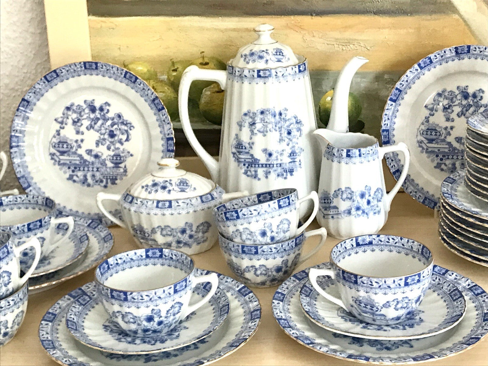 Edel Vintage Porzellan Kaffeeservice 12 Pers. Seltmann Weiden &andere China blau