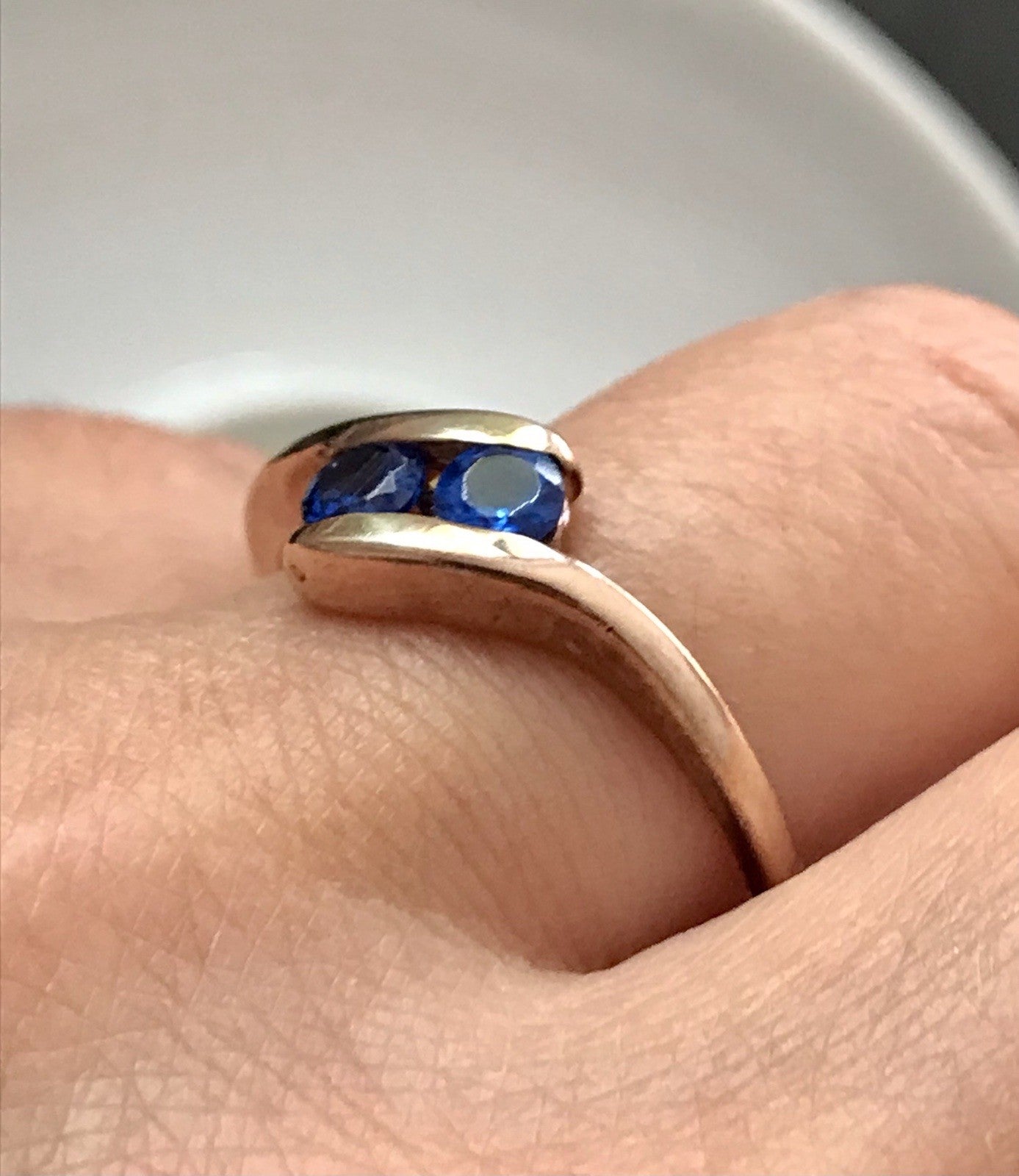 Vintage Ring blaue Steine Saphire?  Silber 925 vergoldet ~Gr.64