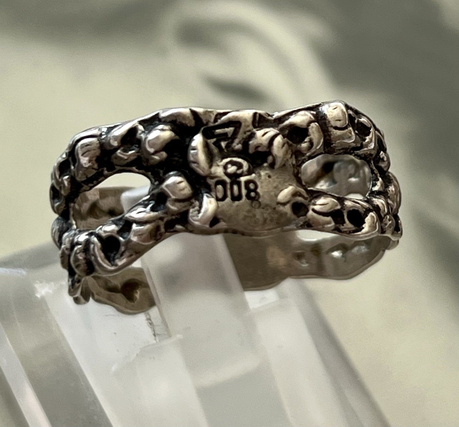 Antik Jugendstil Art Déco Bandring RING 800 Silber Gr.66 67 Durchbruchmuster