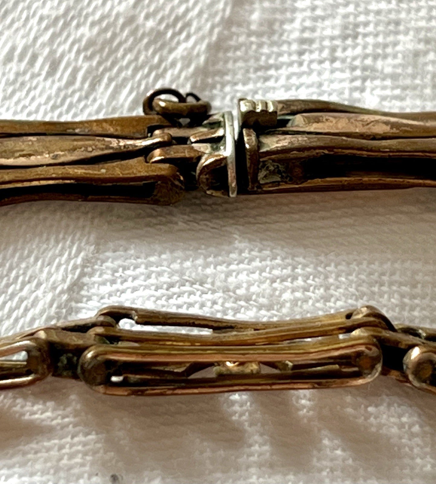 Antik Jugendstil -1900 Glieder- Armband opalisierende Steine vergoldet