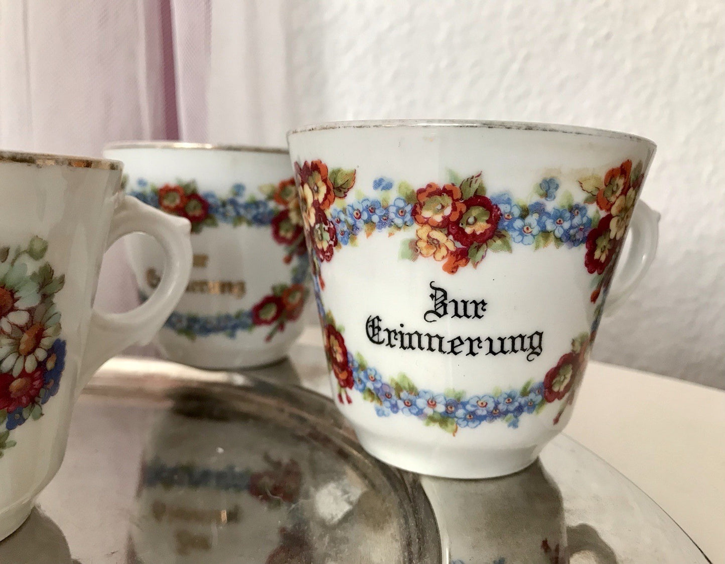 Antik Art Déco Porzellan 5x Kaffeetasse Tasse Reinecke Zur Erinnerung