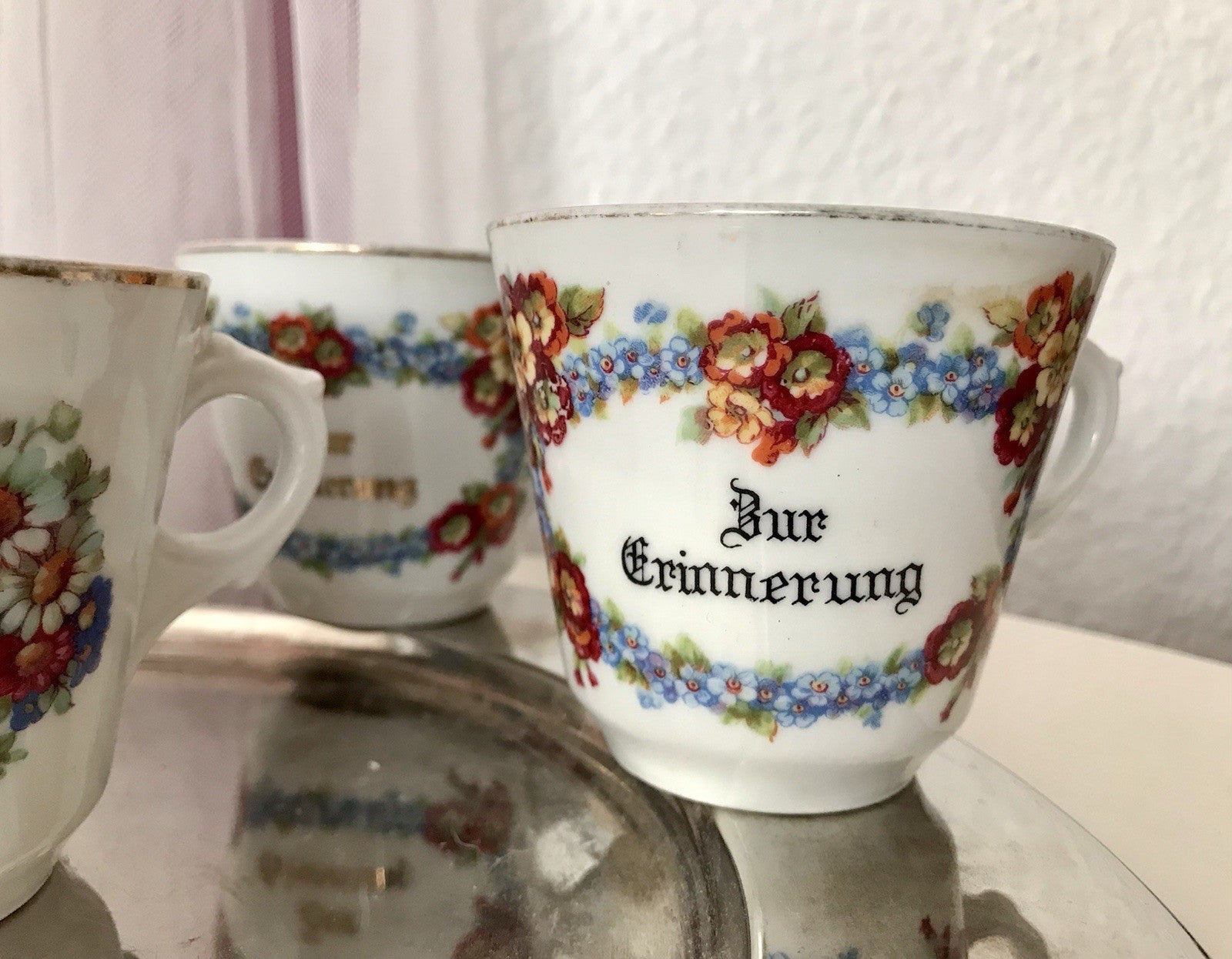 Antik Art Déco Porzellan 5x Kaffeetasse Tasse Reinecke Zur Erinnerung