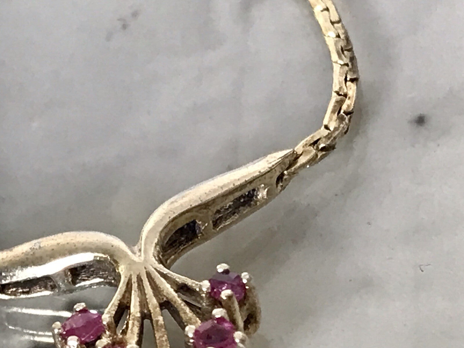 Antik Edel Jugendstil 925 Silber vergoldet Collier Halskette Rubine SCHÖN