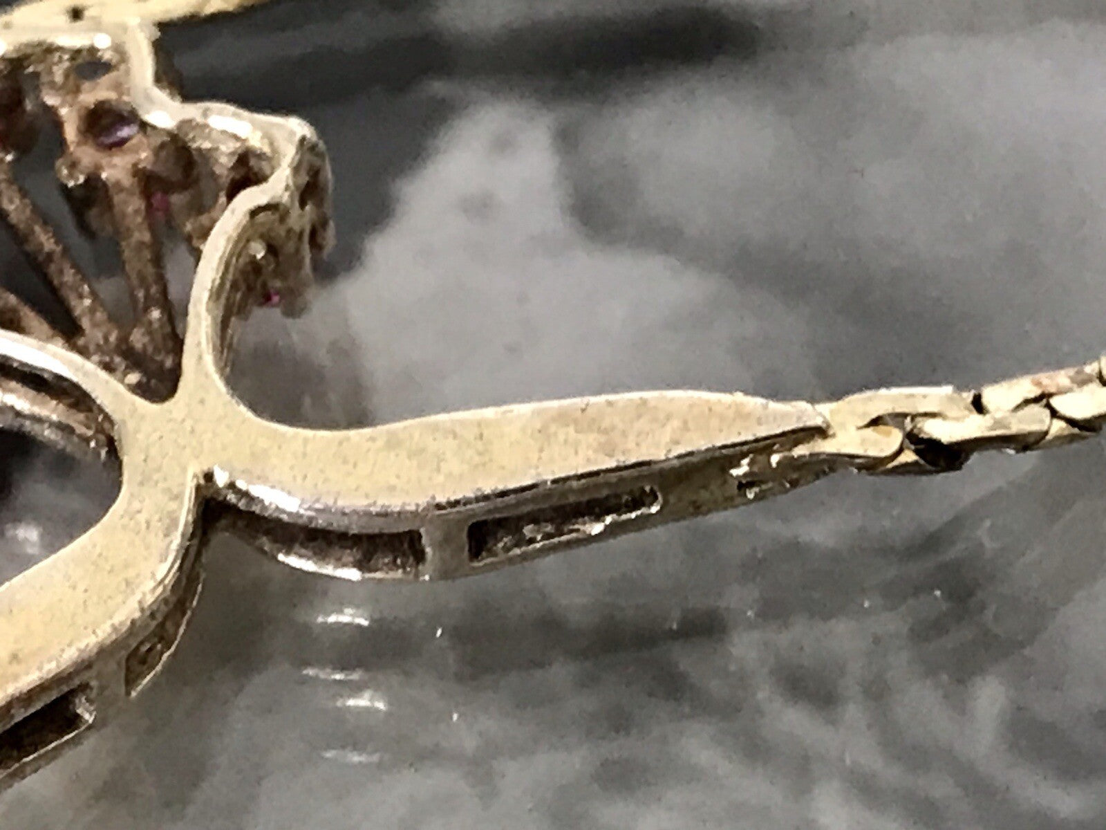 Antik Edel Jugendstil 925 Silber vergoldet Collier Halskette Rubine SCHÖN