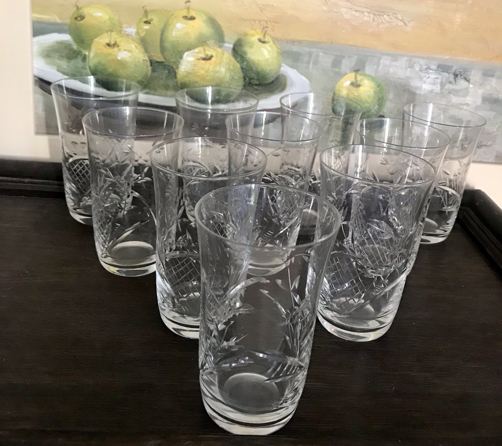 Antik Art Déco EDEL 10 Wassergläser Gläser  Becher Glas Kristallglas geschliffen