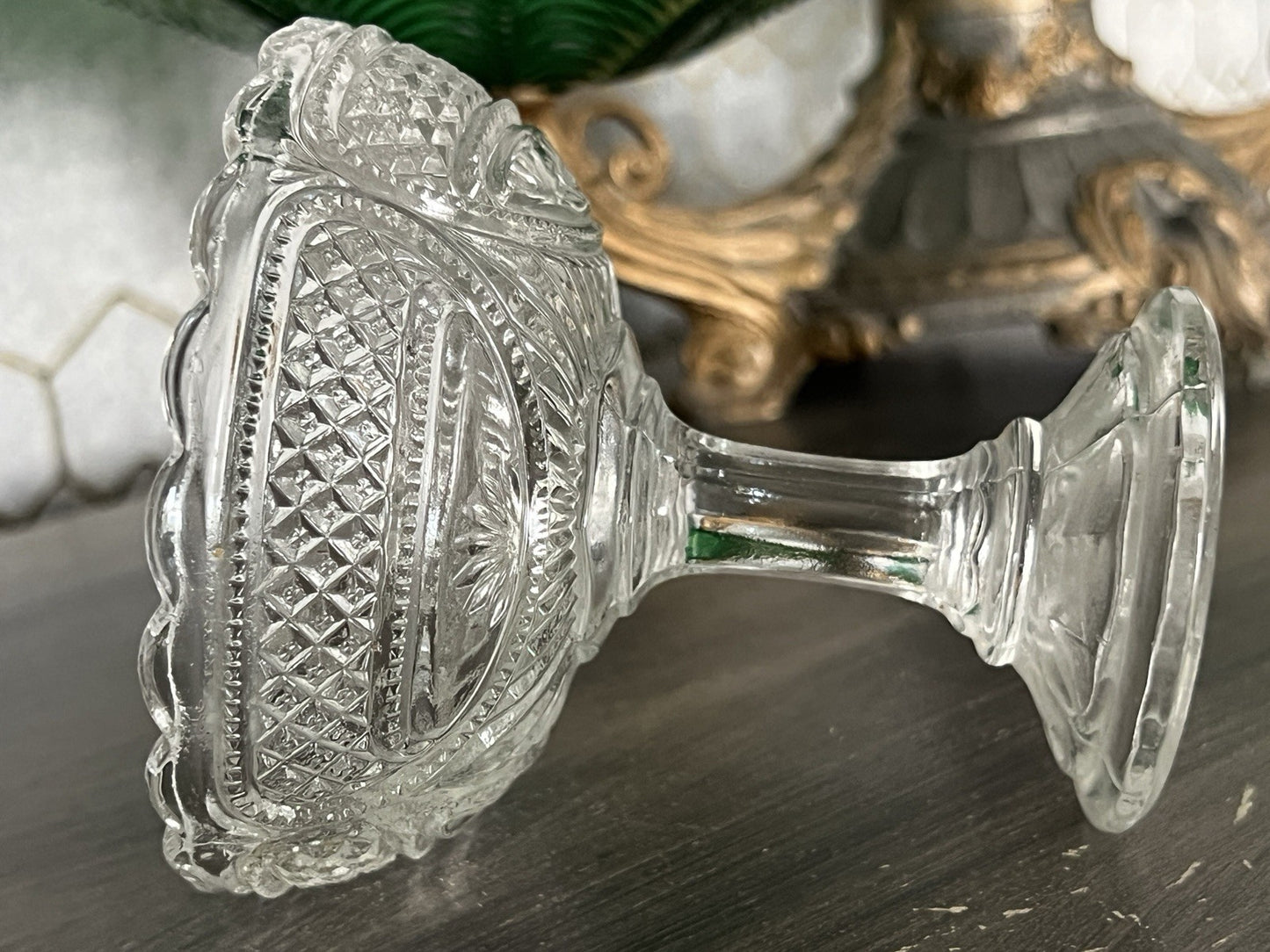 Antik Jugendstil Art Deco Pressglas Glas Fußschale Schale Zuckerschale
