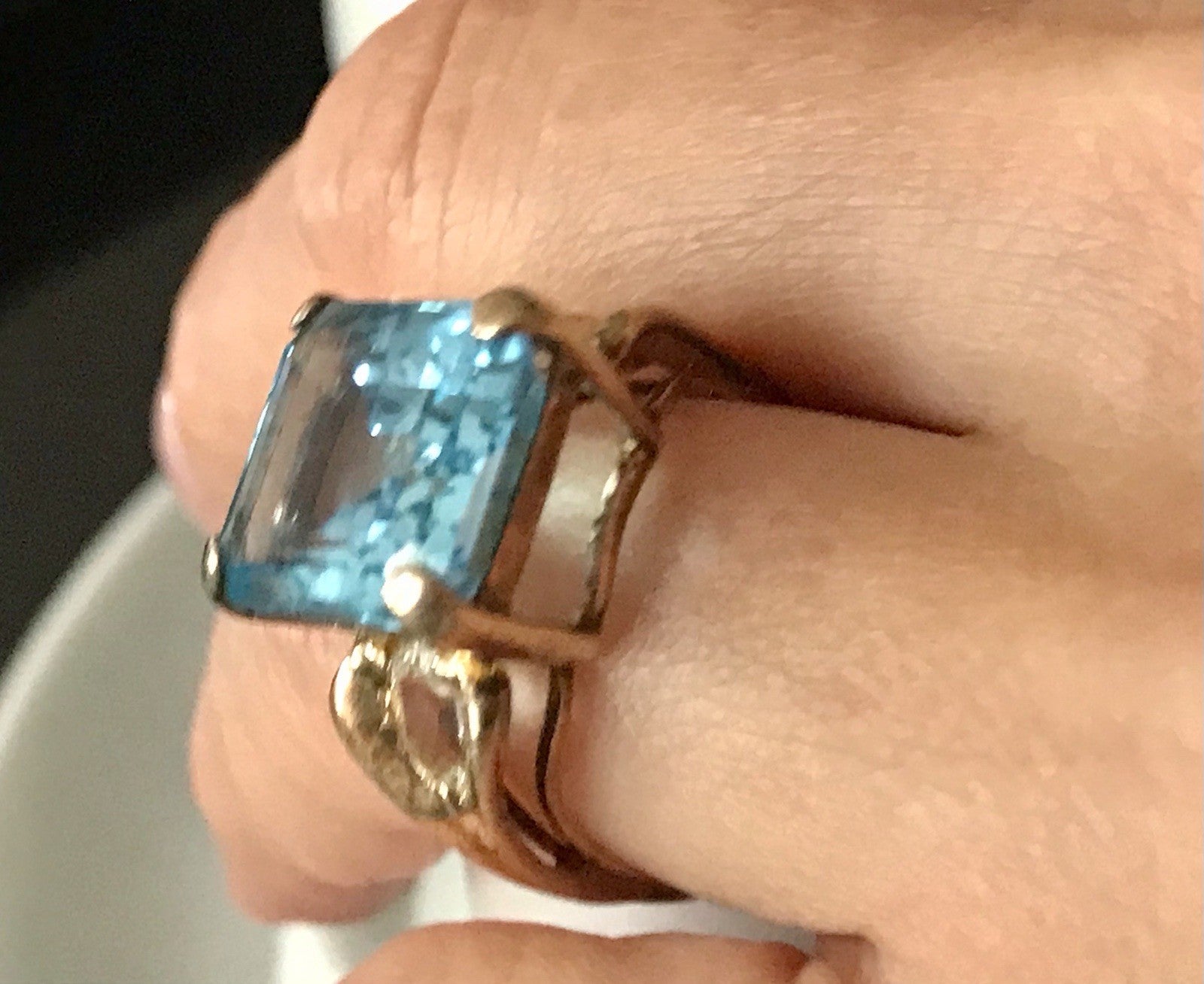 Vintage alt Damen Ring blauer Stein Silber vergoldet 925 Gr.56 17,8 wunderschön!