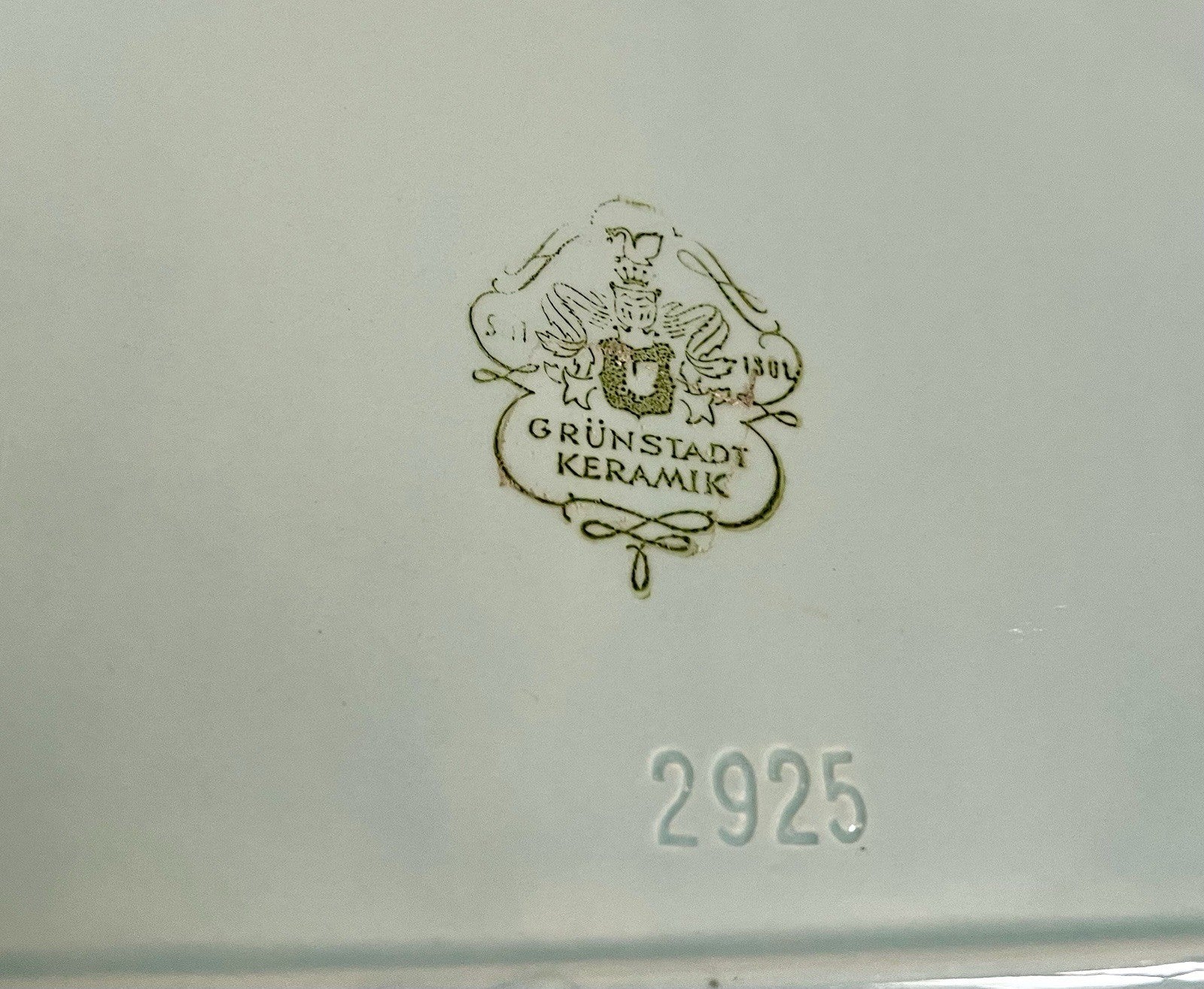Vintage Alt Vintage Grünstadt Tortenplatte Kuchenplatte Keramik türkis Punkte
