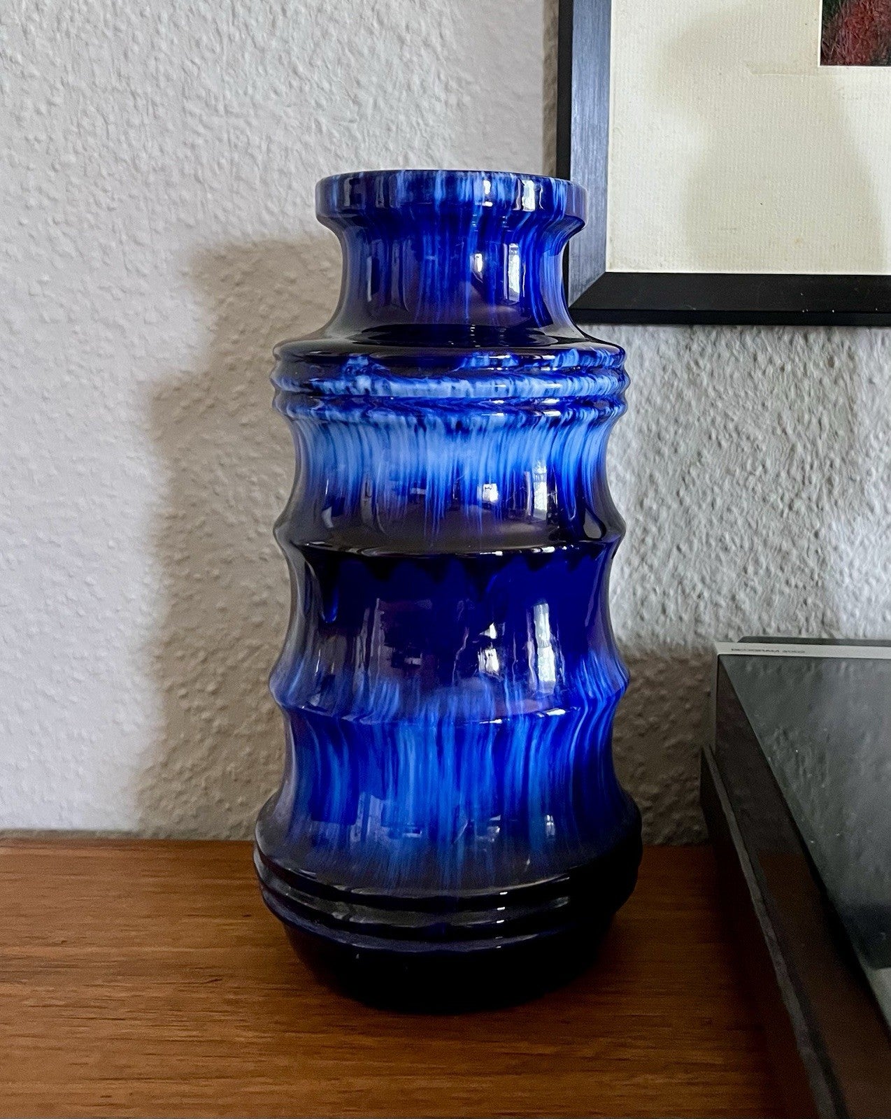 Vintage 60’s Vase Mid Century Keramik Scheurich Pagode 226 Fat Lava kobaltblau