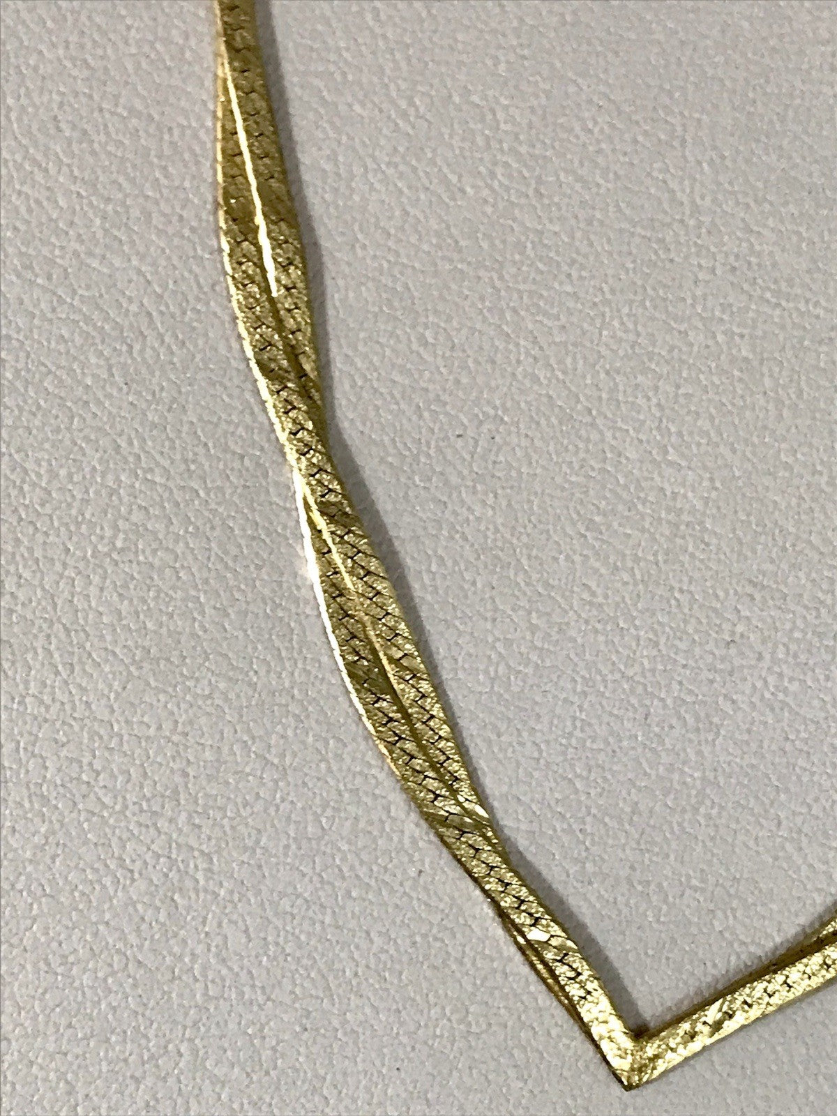 Alt Edel Vintage 925 Silber vergoldet Collier Halskette V-Form Schlangenmuster