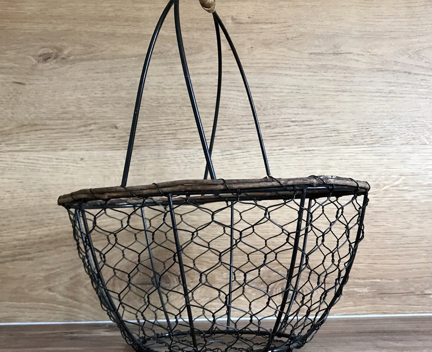 Alt Vintage 60er Korb Metallkorb  Weide schwarz&braun