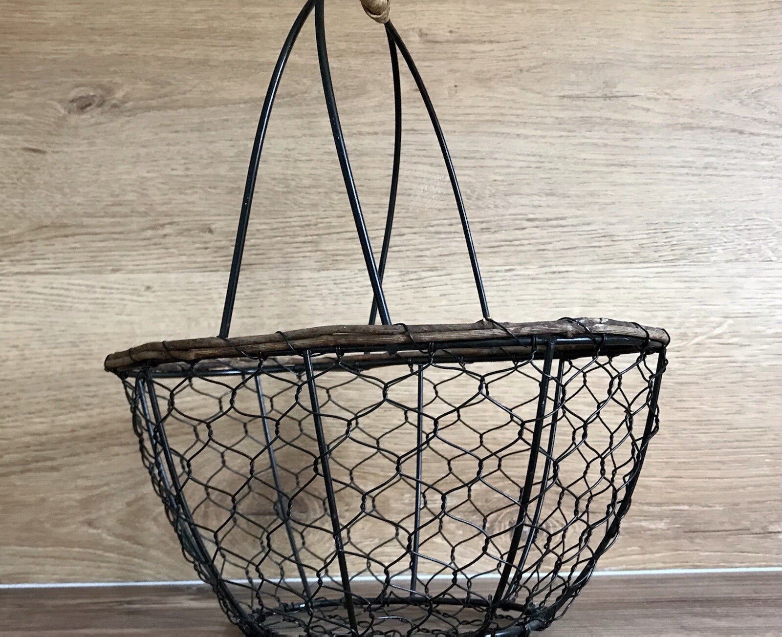 Alt Vintage 60er Korb Metallkorb  Weide schwarz&braun