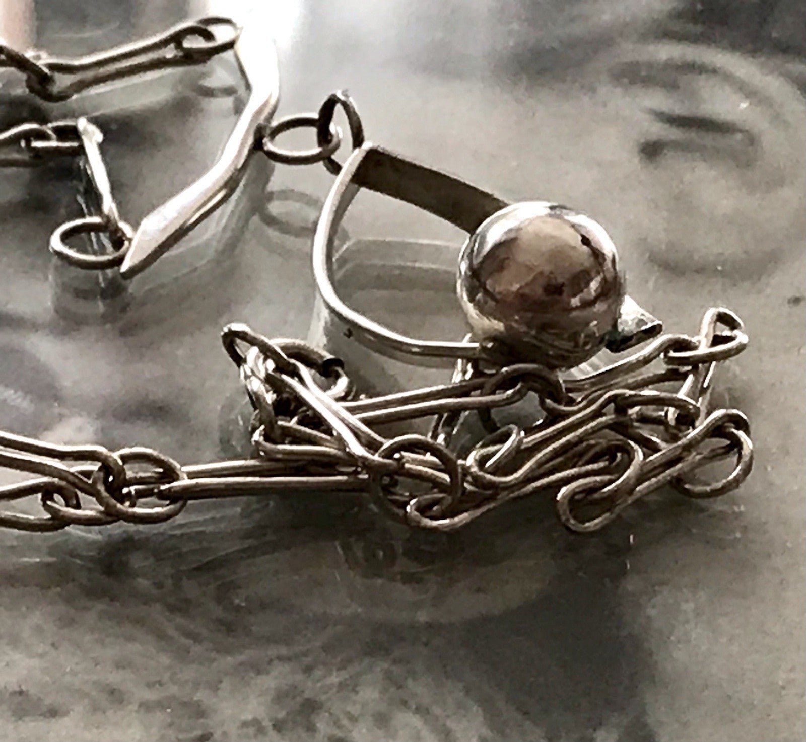 Vintage Modernist Designer 925 Silber Collier Halskette Kette Collier Polen