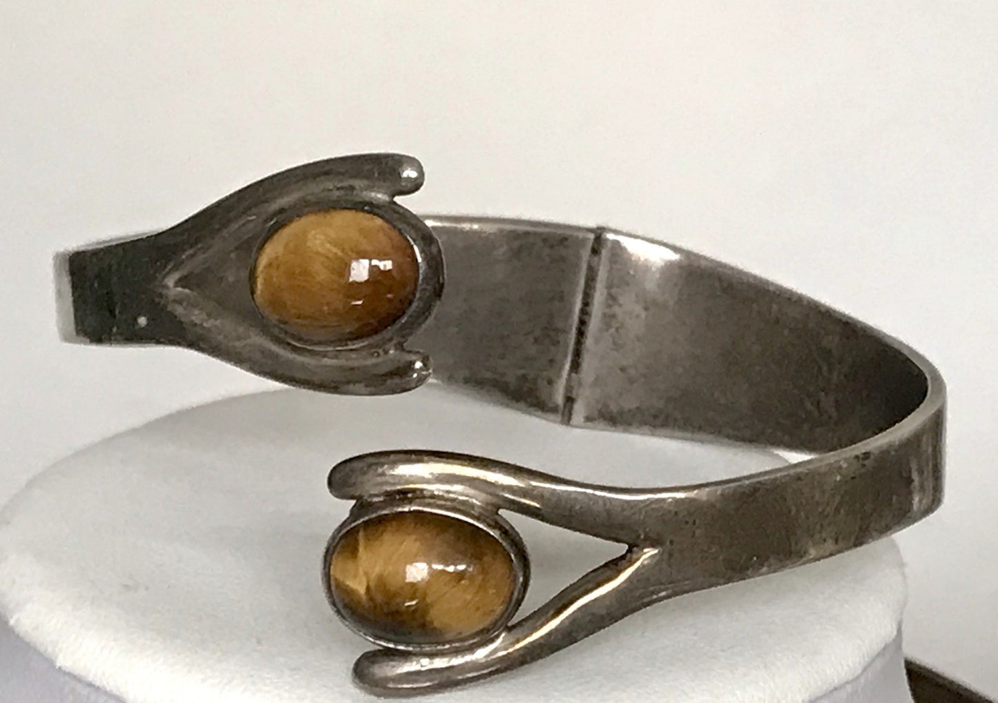 Vintage Set Halsreif Armspange Armband Collier 925 Silber Halskette Tigerauge