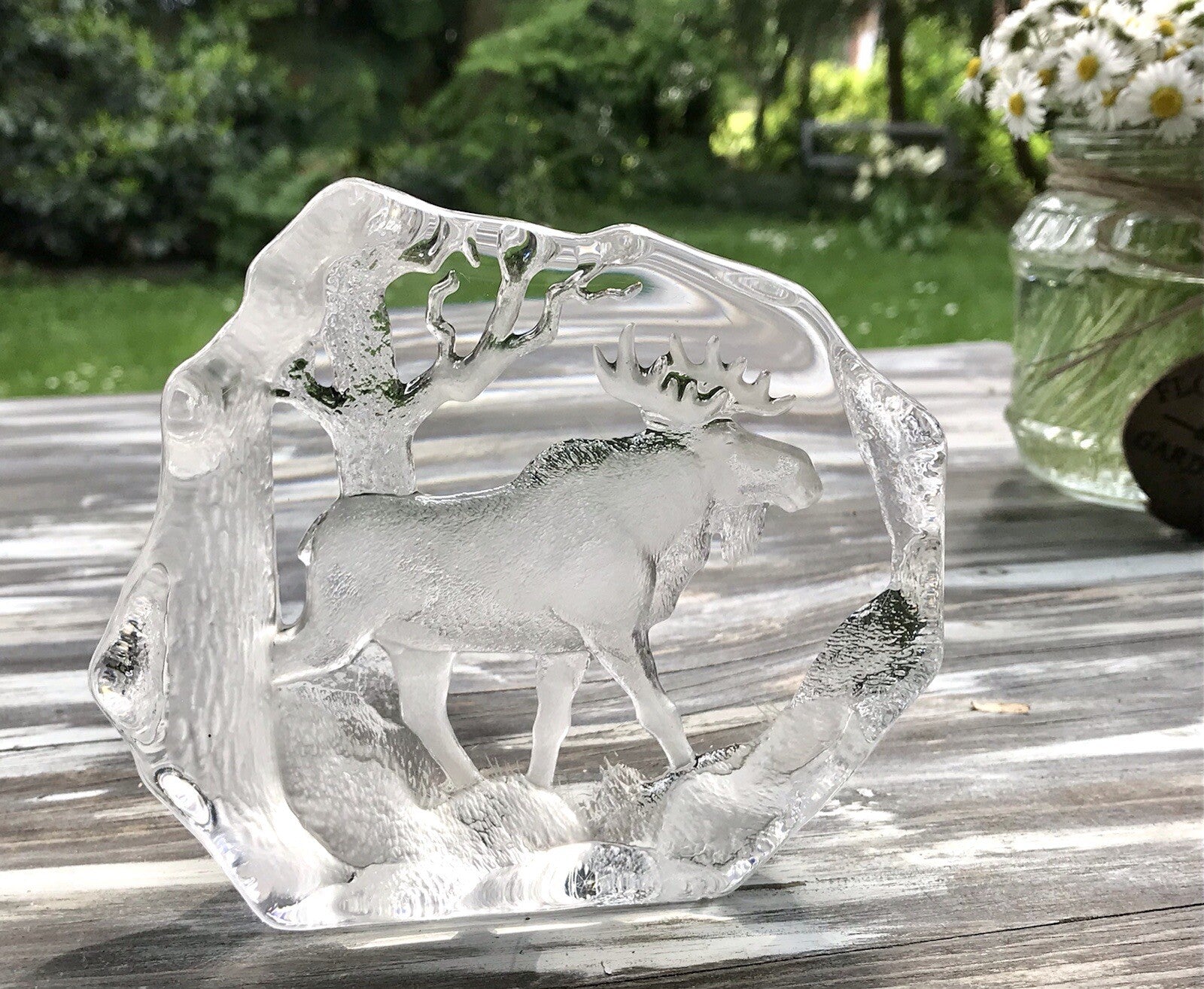 Vintage Design Glaskunst Glas MidCentury Mats Jonasson Glasskulptur Elch