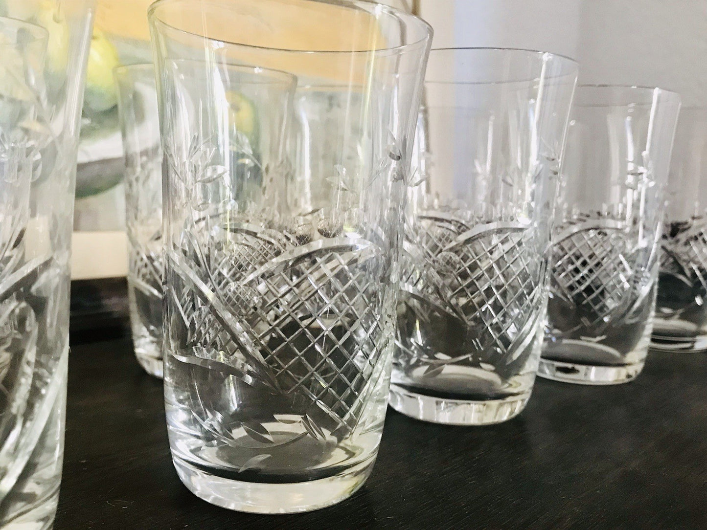 Antik Art Déco EDEL 10 Wassergläser Gläser  Becher Glas Kristallglas geschliffen