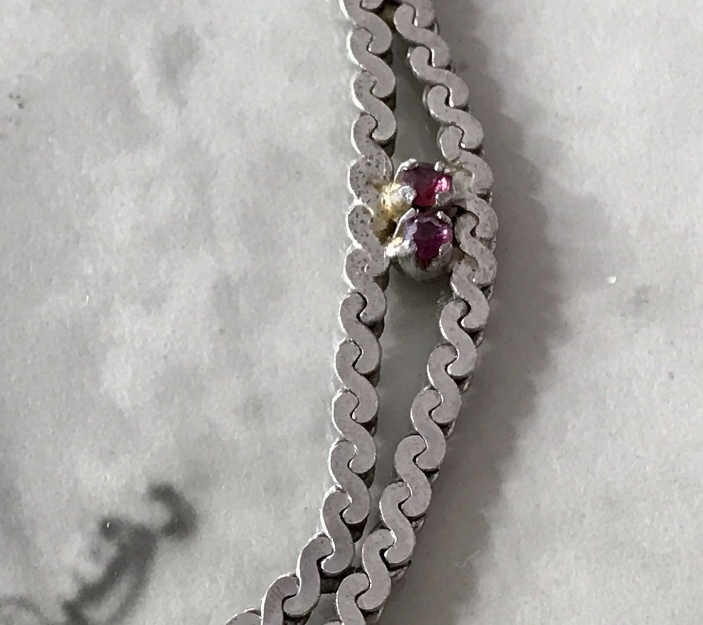 Antik? Edel 835 Silber Collier rhodiniert? Halskette rote Steine Halskette