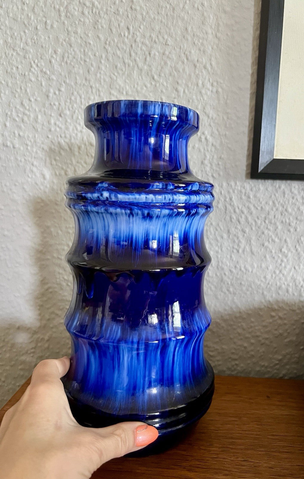 Vintage 60’s Vase Mid Century Keramik Scheurich Pagode 226 Fat Lava kobaltblau