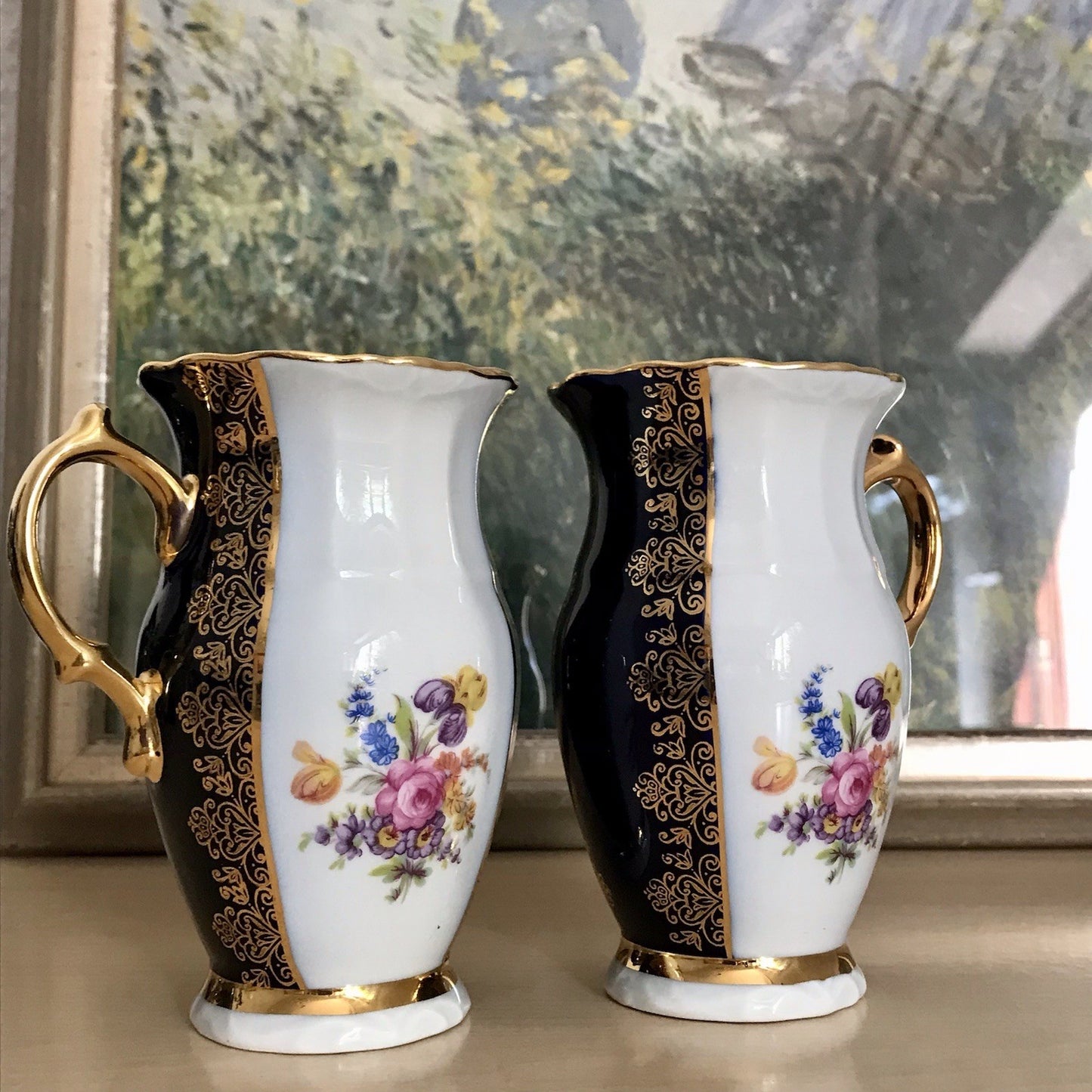 1 x Alt Porzellan Becher Tassen Kännchen? Echt Kobalt Golddekor bunt Haas&Czjzek