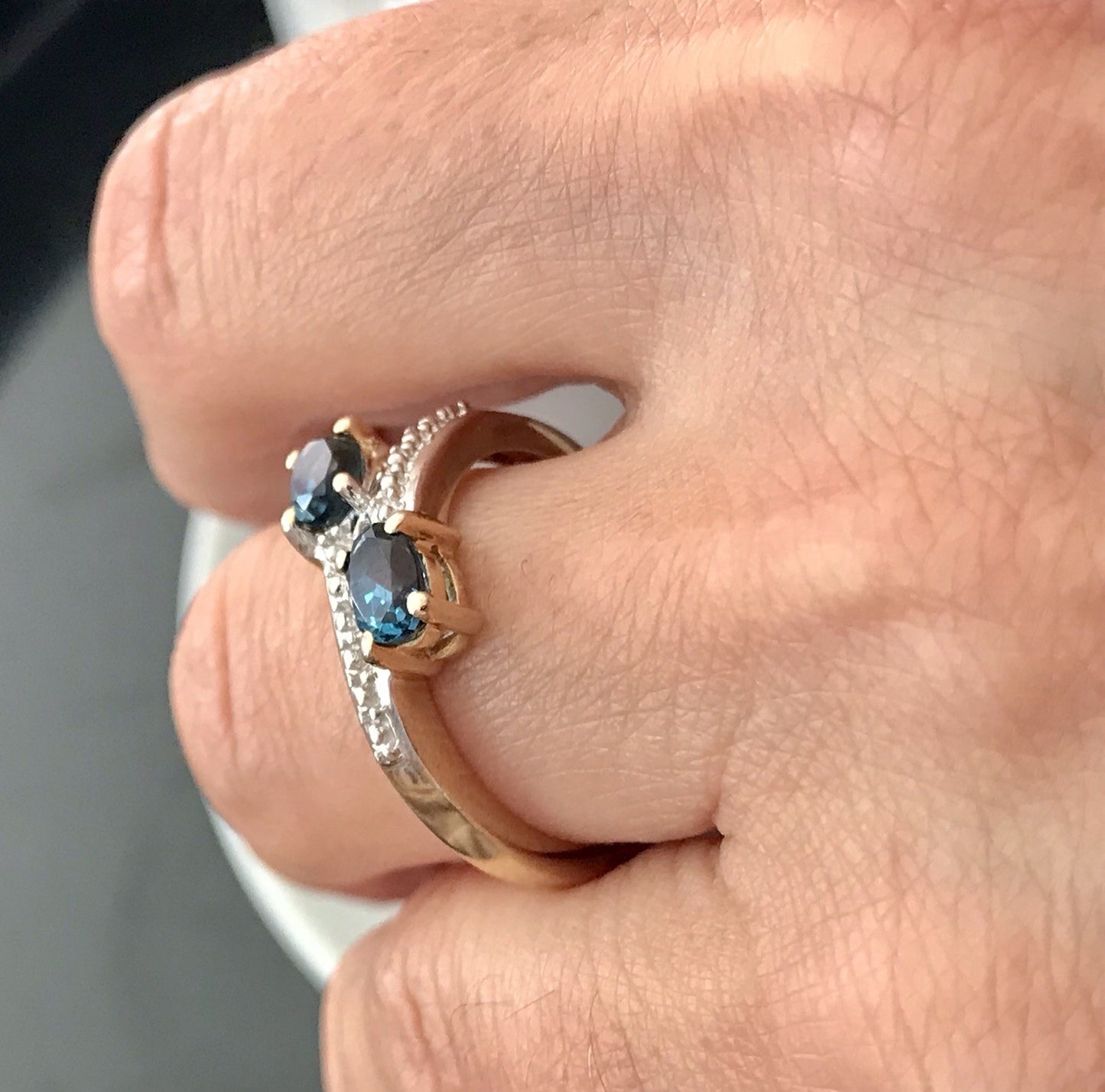 Vintage Ring blaue Steine Saphire?  Silber 925 vergoldet ~Gr.60