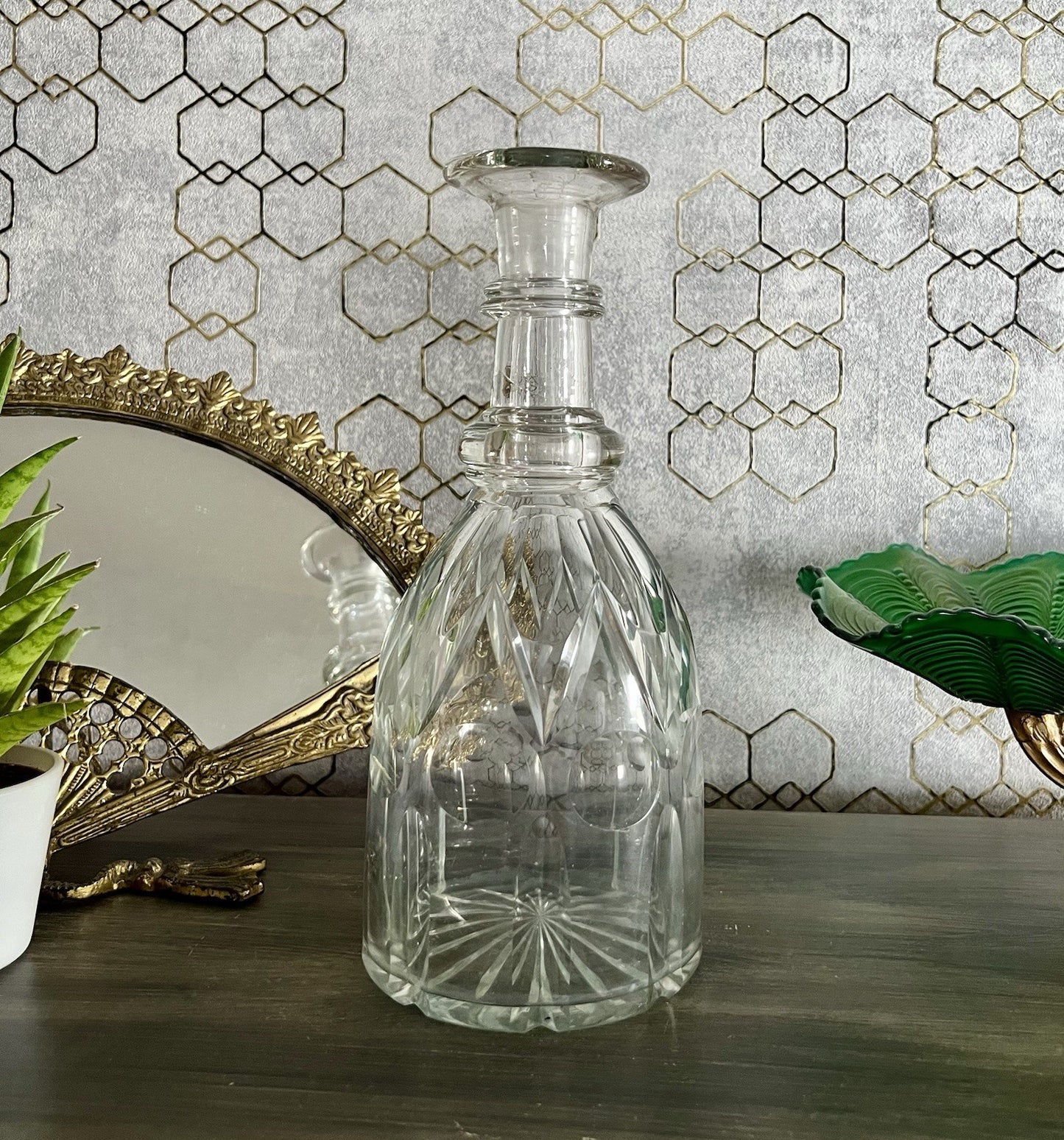 Antik Biedermeier ? groß Karaffe Weinkaraffe Dekanter Glas viktorianisch