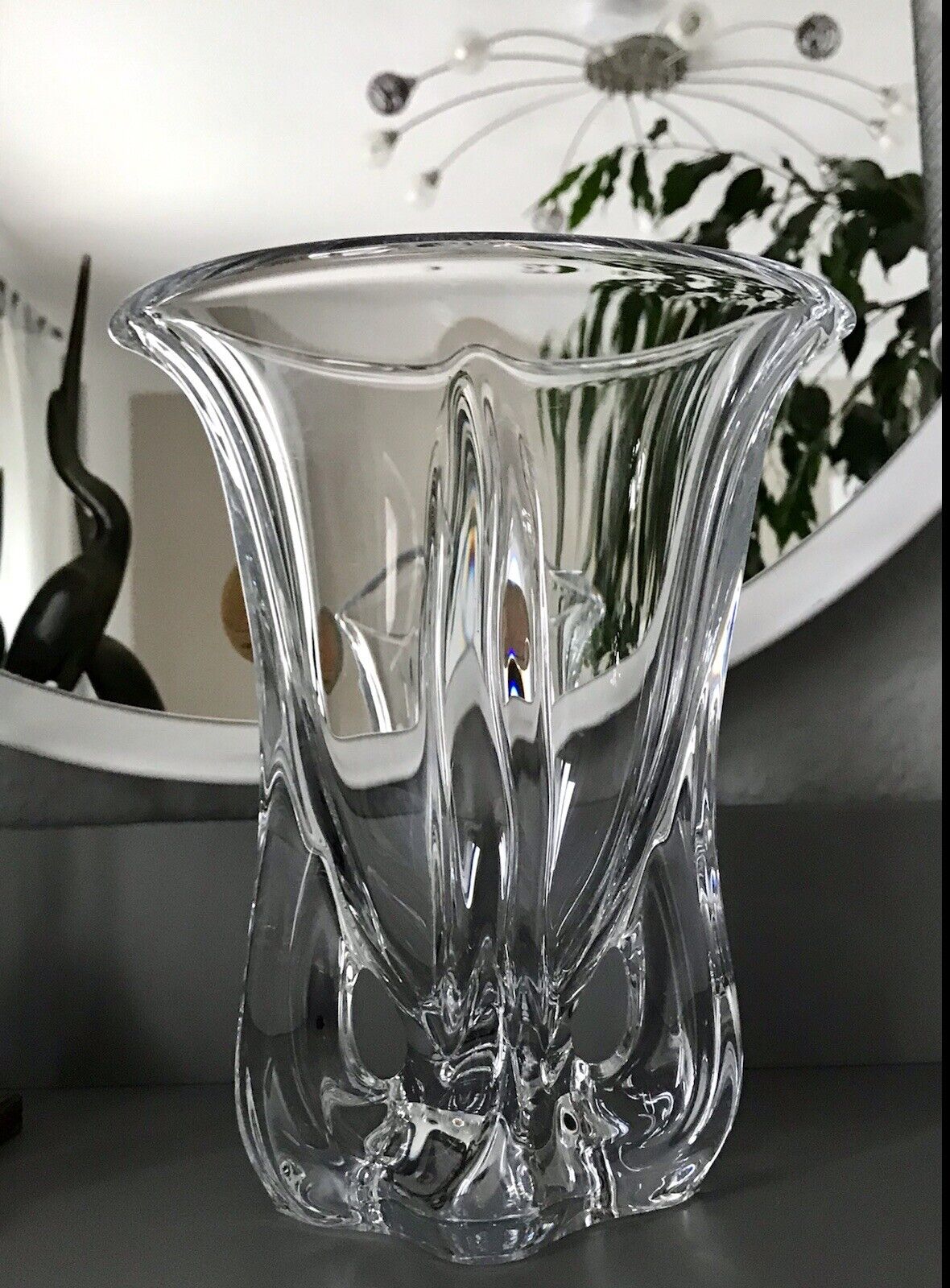 Vintage schwere Vase Glasvase Kristallglas mundgeblasen SCHÖN Art Vannes France