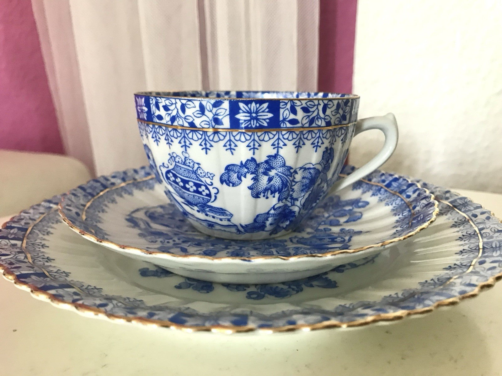 Antik Vintage Porzellan 1 Kaffee-Gedeck Sammeltasse Schön! China blau Tuppack&