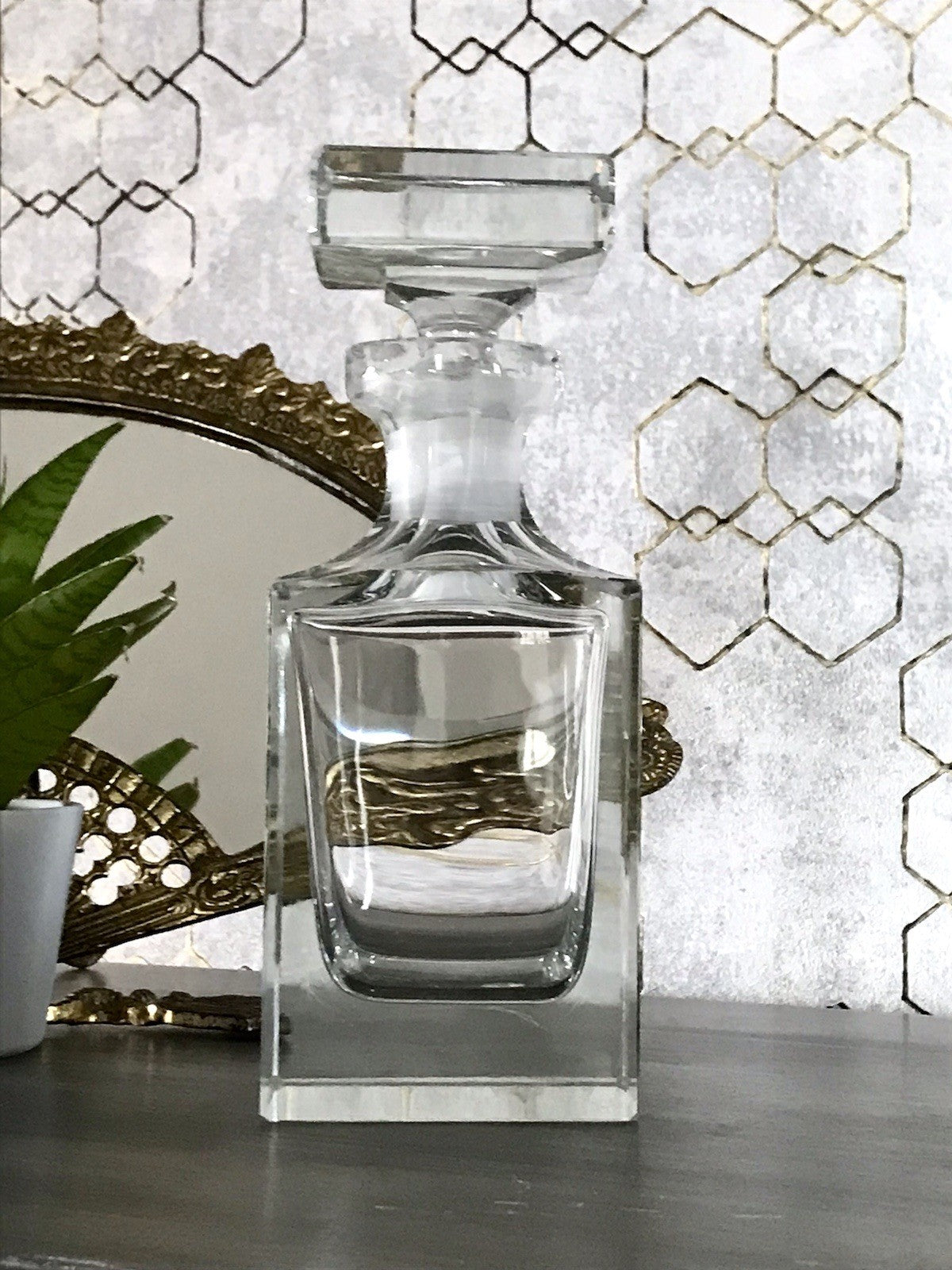 Antik ? Art Déco Kristallglas Design Moser? Posselt ? Karaffe EDEL geometrisch