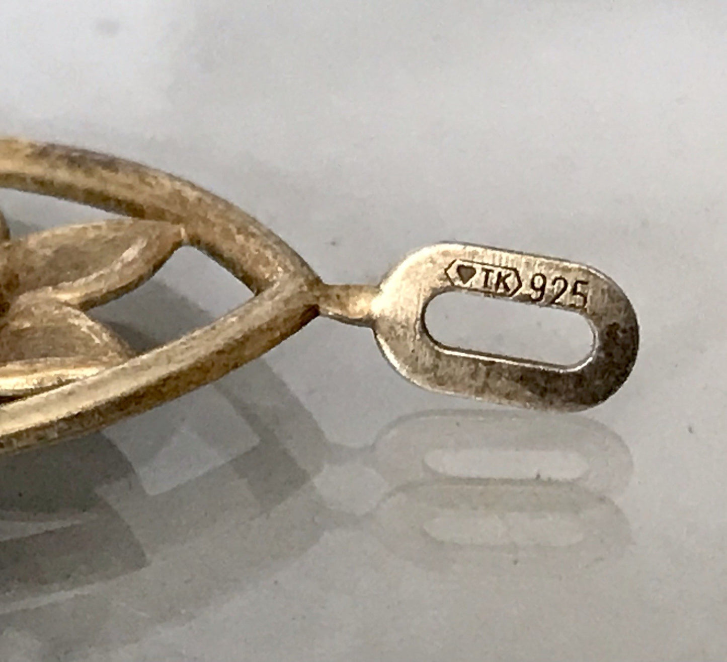 Vintage alt 925 Silber Anhänger Kettenanhänger rubinroter Stein vergoldet