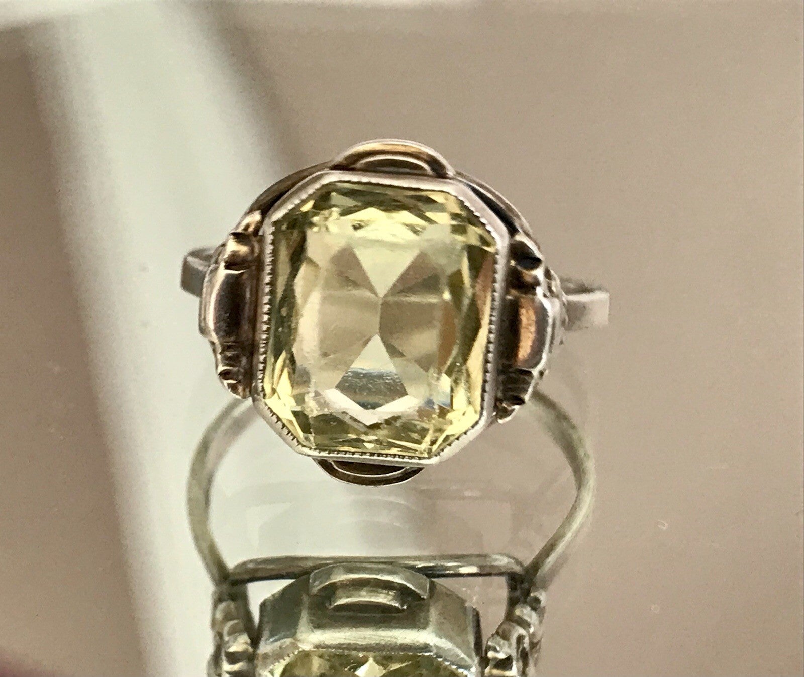 Antik Jugendstil Art Déco Edel Damen Ring Citrin? Stein Silber 830 S ~ Gr.54-56