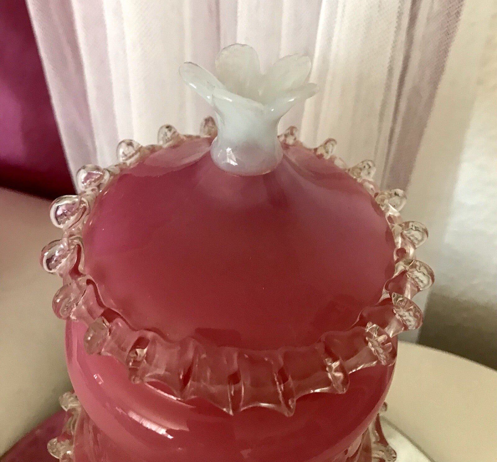Vintage 60er Empoli Fußschale Schale Bonboniere rosa weiß Deckelvase Designer