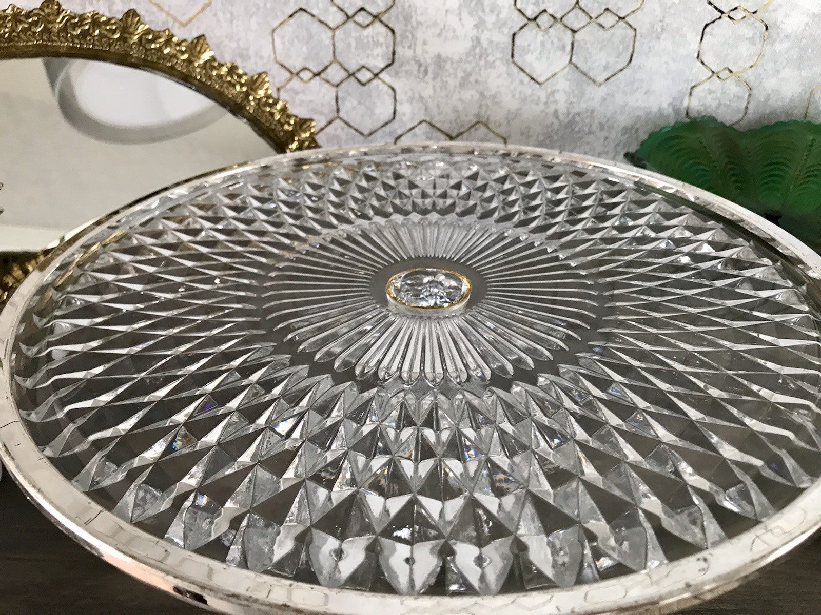 Vintage WMF Tortenständer Tortenplatte Glas Kristallglas Bleikristall Diadem