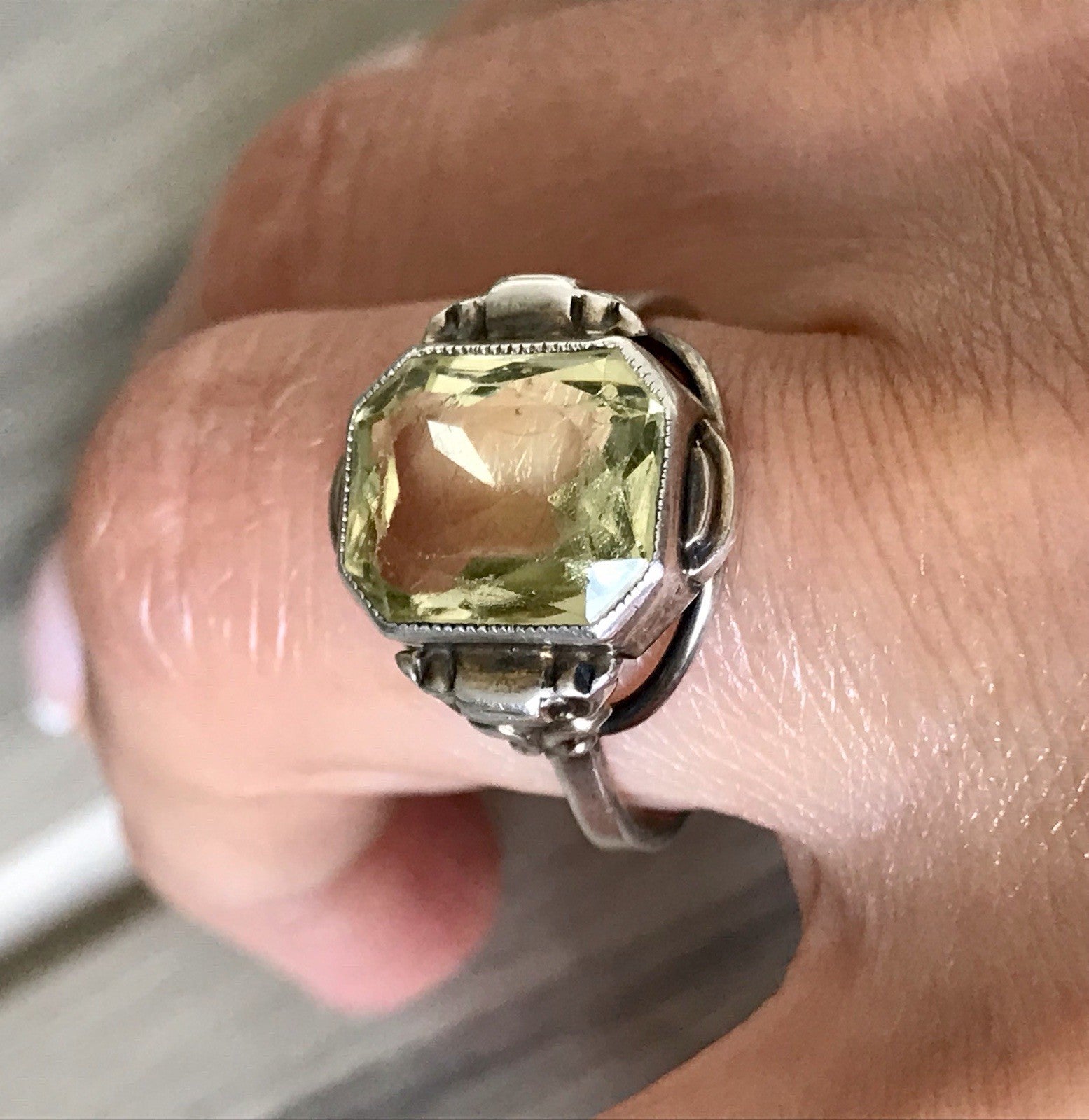 Antik Jugendstil Art Déco Edel Damen Ring Citrin? Stein Silber 830 S ~ Gr.54-56