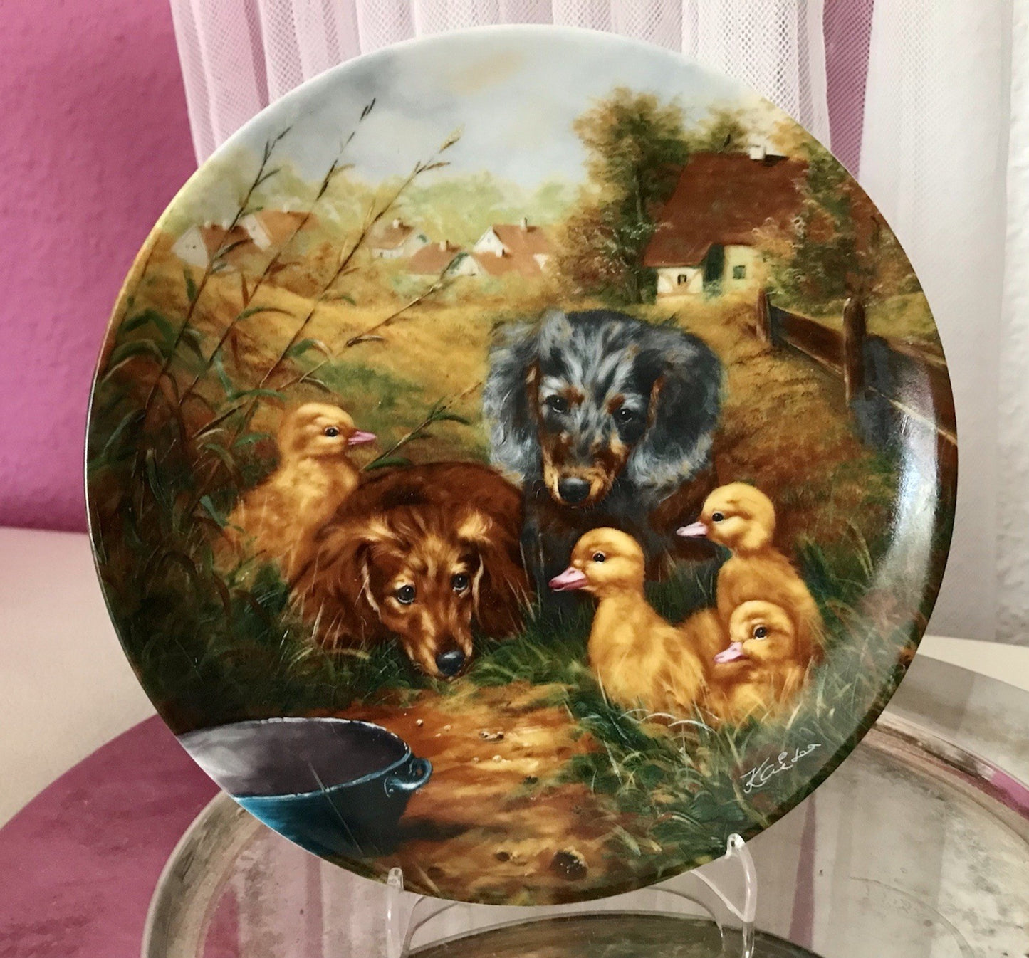 Porzellan Wandteller Zierschale Teller Seltmann Heitere Tiergeschichten 1991