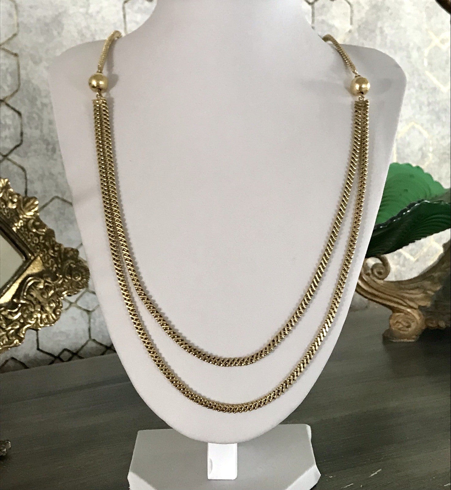Vintage lange Halskette Amerik. Doublè gold Massiv Sehr SCHÖN Andreas Daub