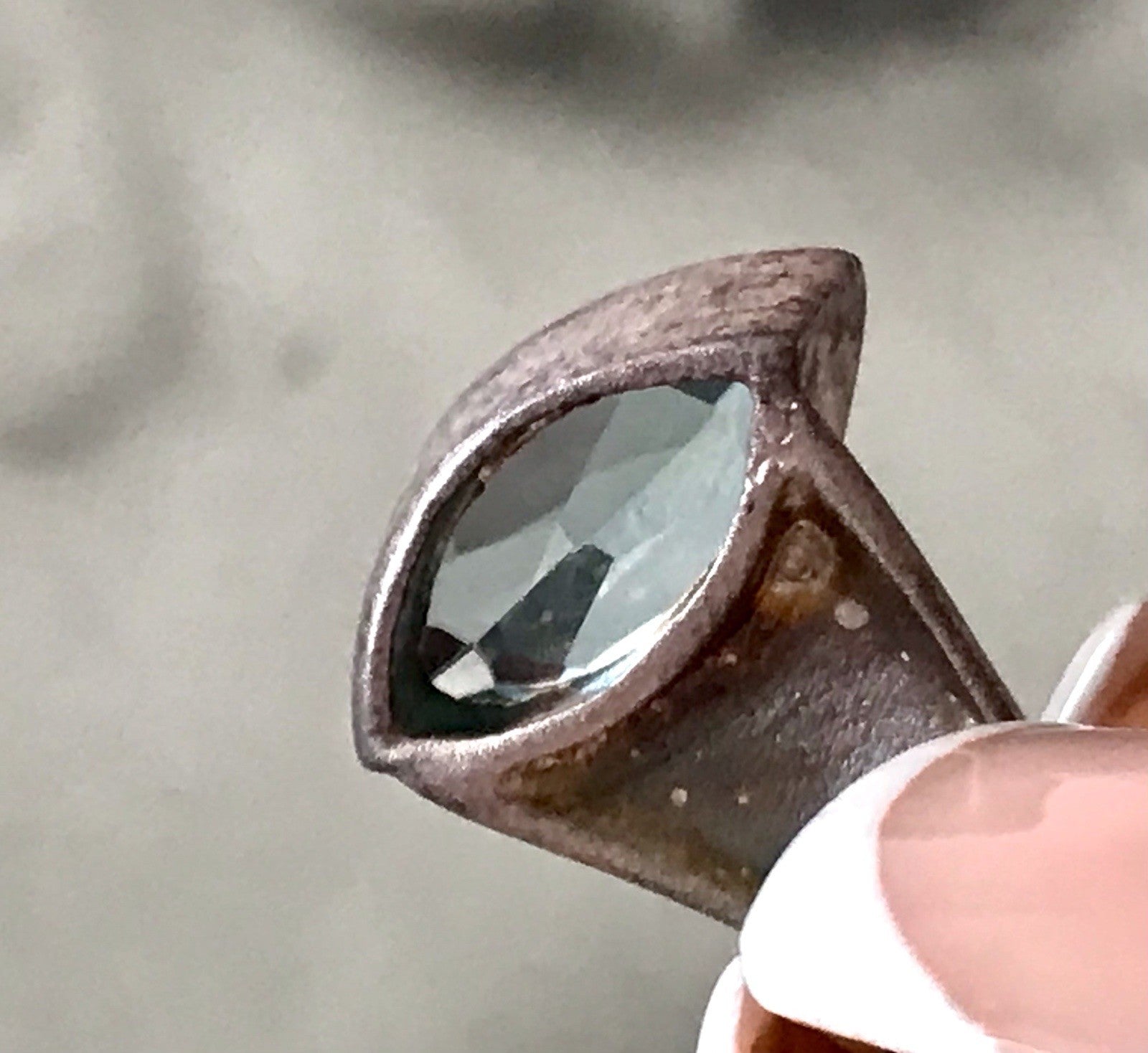 Vintage Kettenanhänger Anhänger Silber blauer Stein Designer