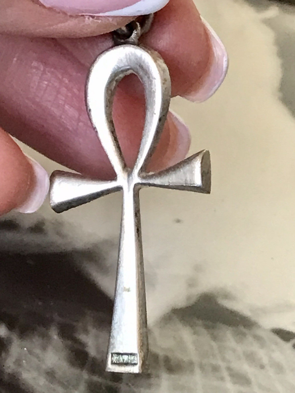 Vintage alt Ägypten Form 900 Silber Kreuz Anhänger Kettenanhänger