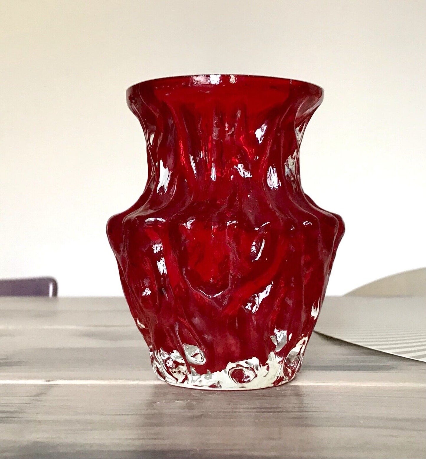 70er Jahre rot Glas Vase Blumenvase Glasvase Glas By Kurt Wokan Ingrid Hütte