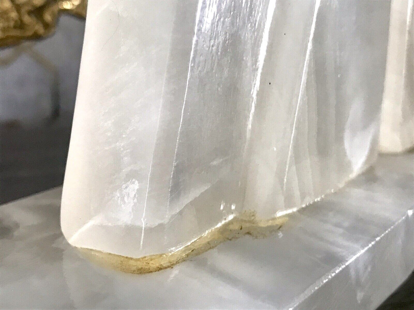 Vintage Alabaster 2 Buchstützen  weißer Onyx wundervoll! 60er 70er