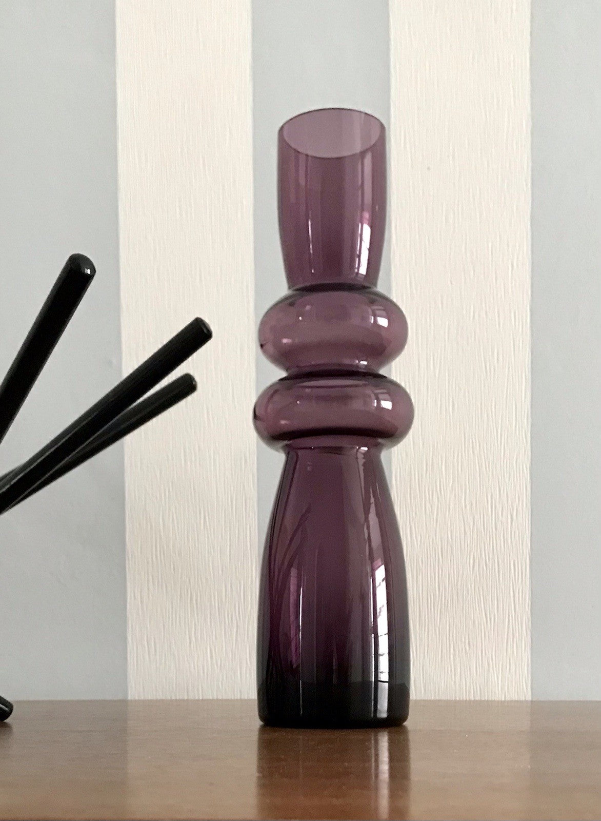 Vintage mid century Vase 60er 70er Glasvase mundgeblasen WUNDERSCHÖN!! lila