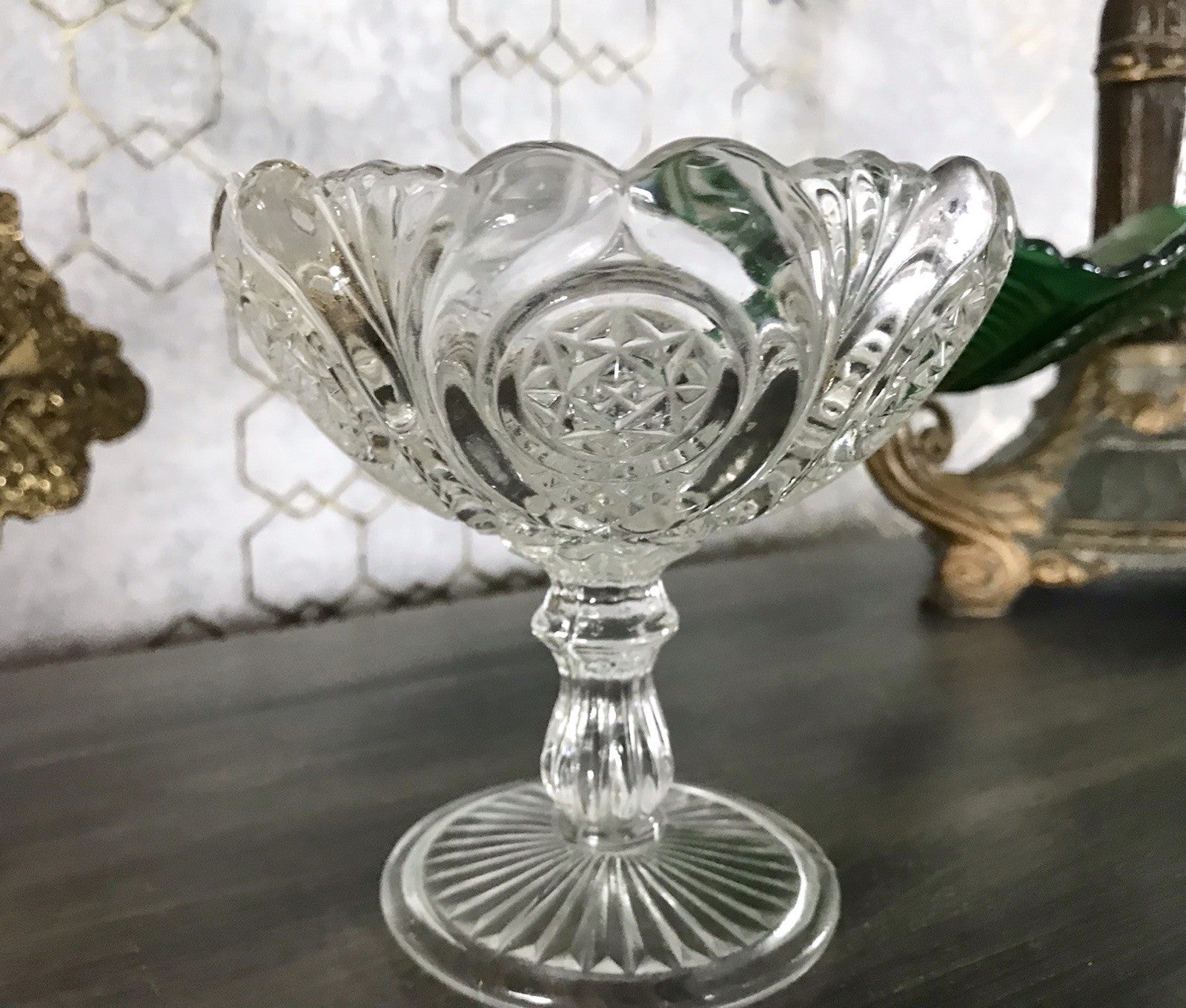 Antik Jugendstil Art Déco Pressglas Glas Fußschale Schale Zuckerschale