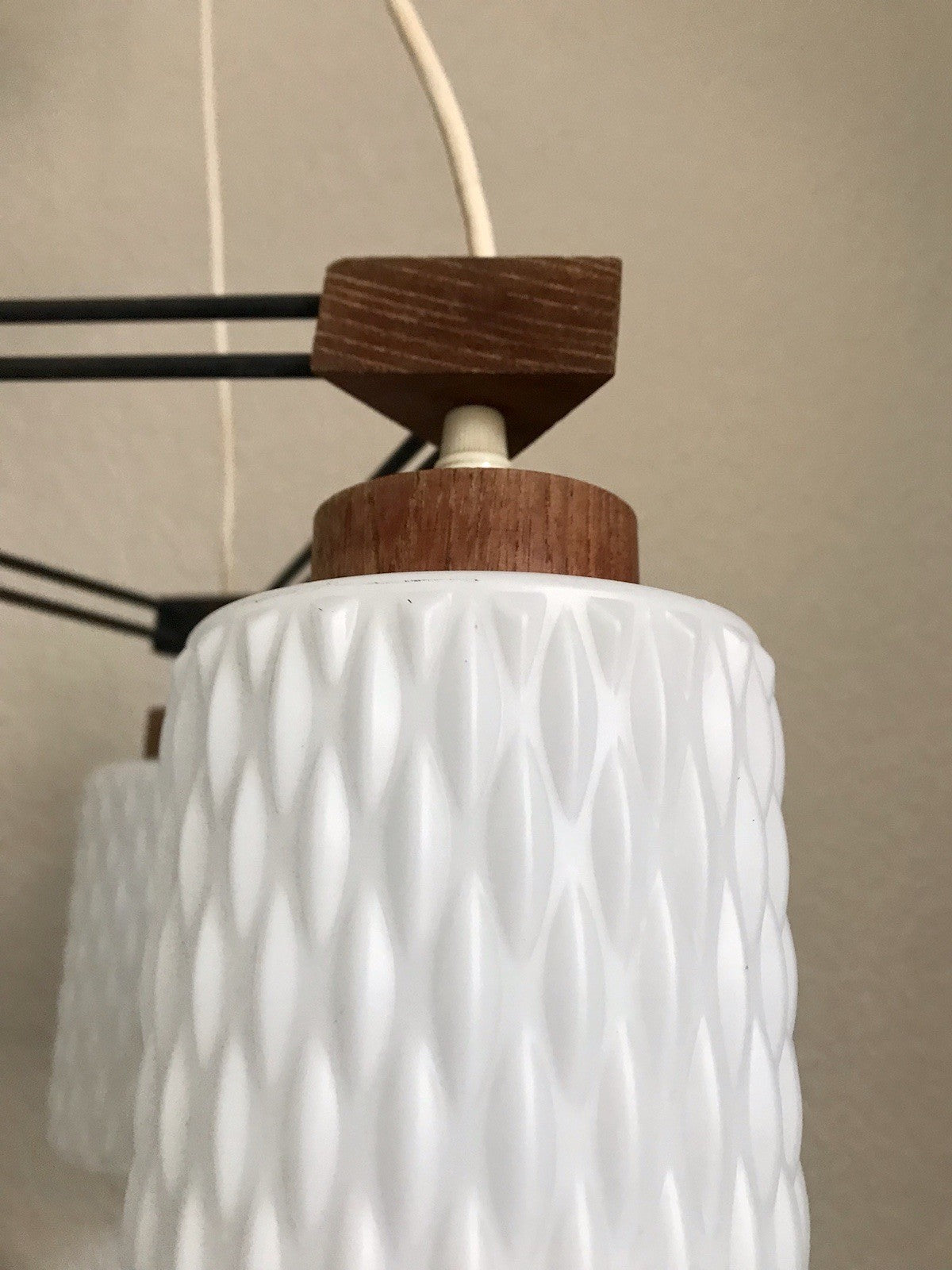 Vintage Alt 60er Leuchte Deckenleuchte Lampe Leuchte String Ära MCM Teak Tripple