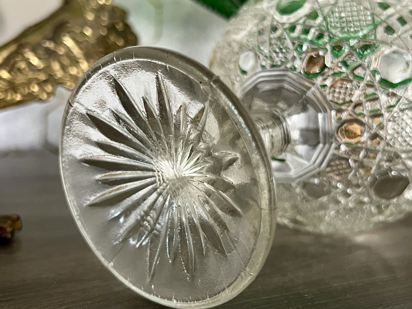 Antik Jugendstil Art Déco Pressglas Glas Fußschale Schale Zuckerschale