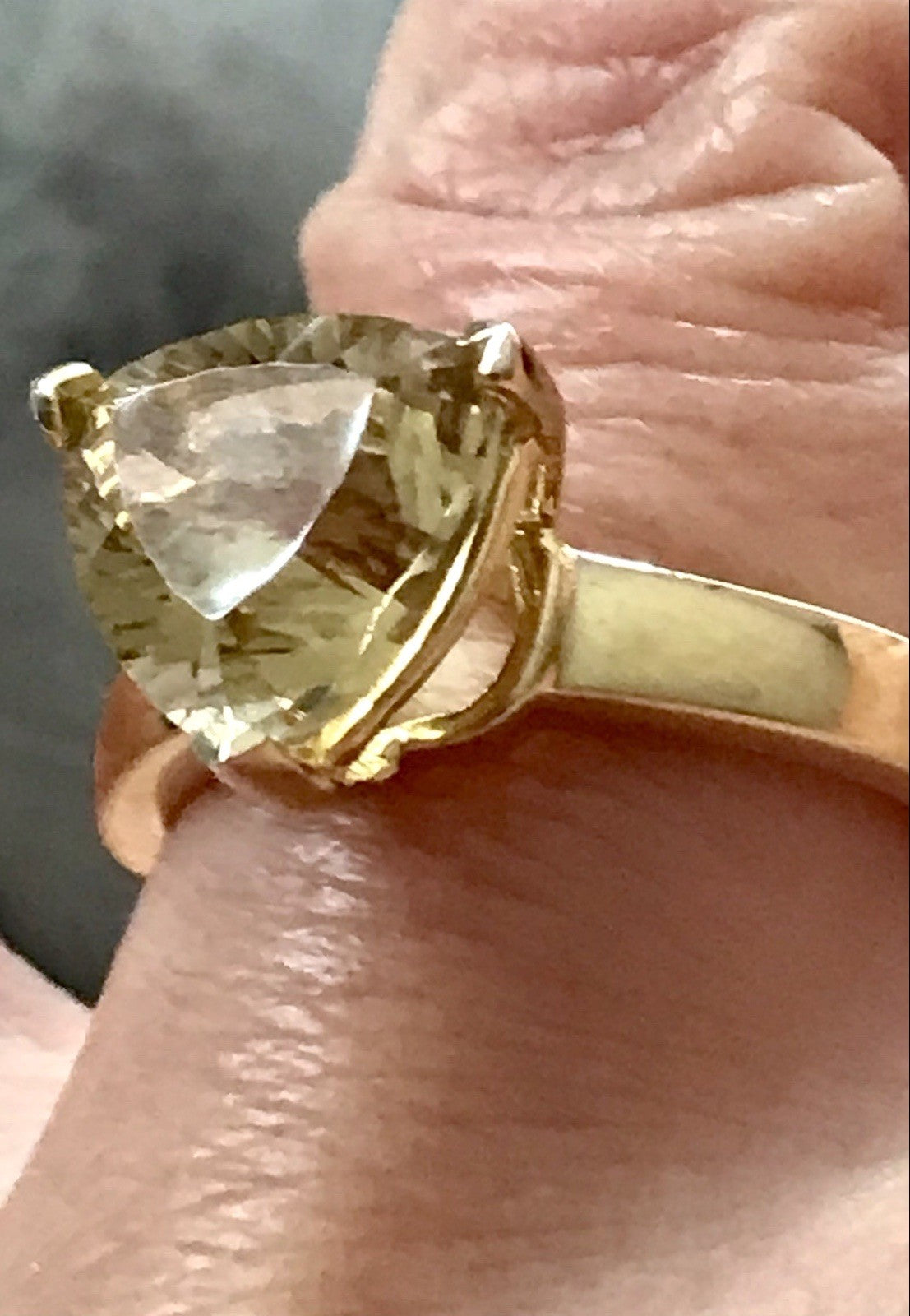 Vintage Ring Citrin? gelber Stein 925 Silber vergoldet Gr.57 18,1