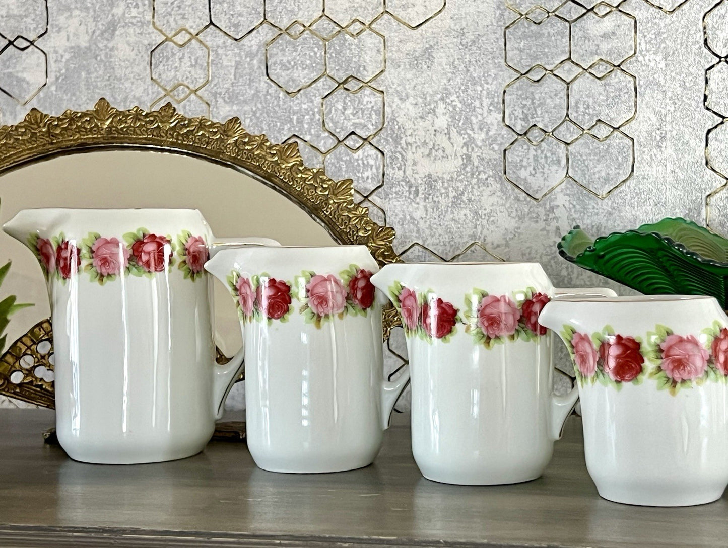 Antik 4x Jugendstil Art Dèco Porzellan Kanne Krug Rosen Hermann Unger Zwickau