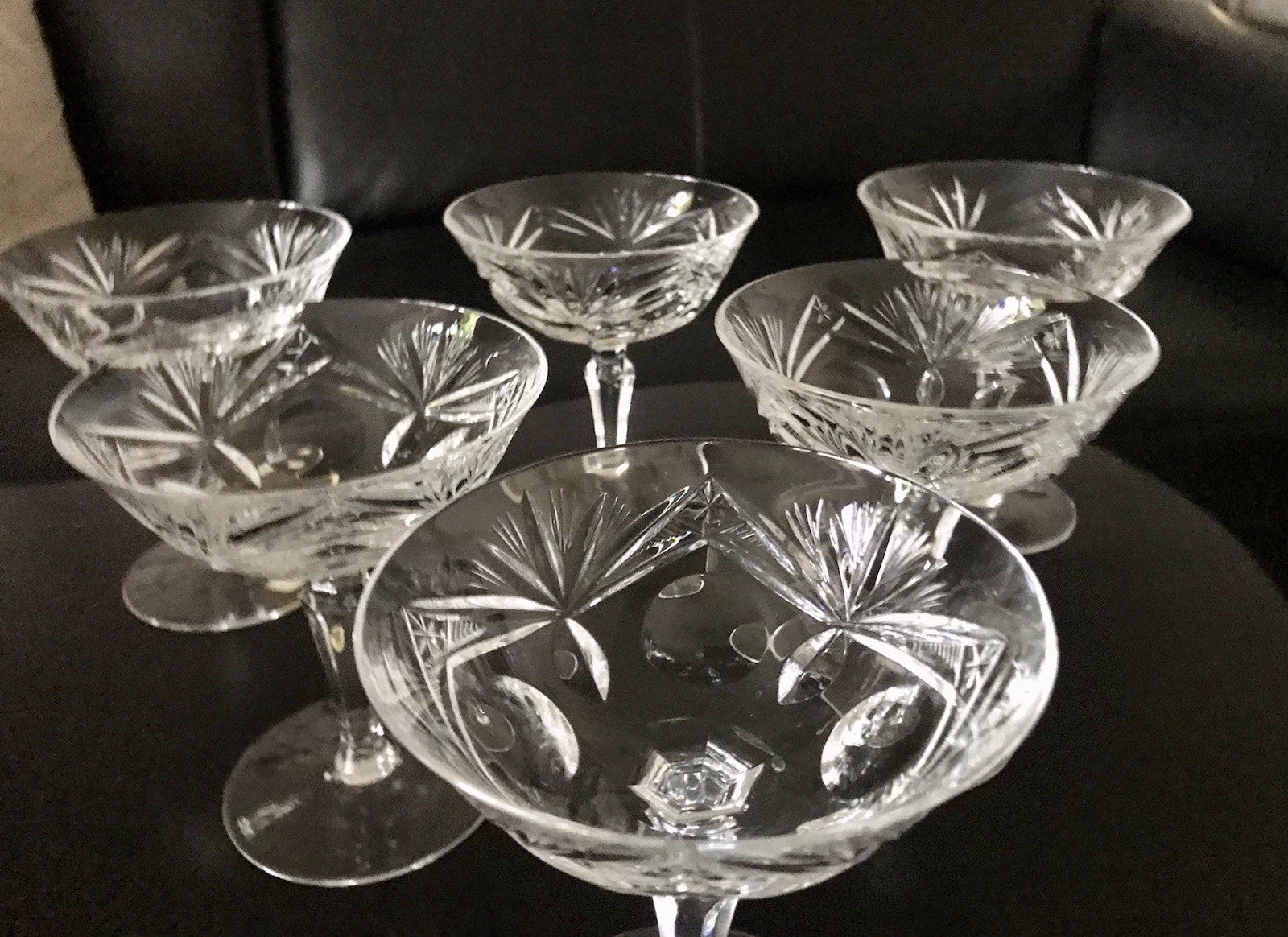 Vintage 6 Champagnerschalen Sektschalen Kristallglas Bleikristall Nachtmann